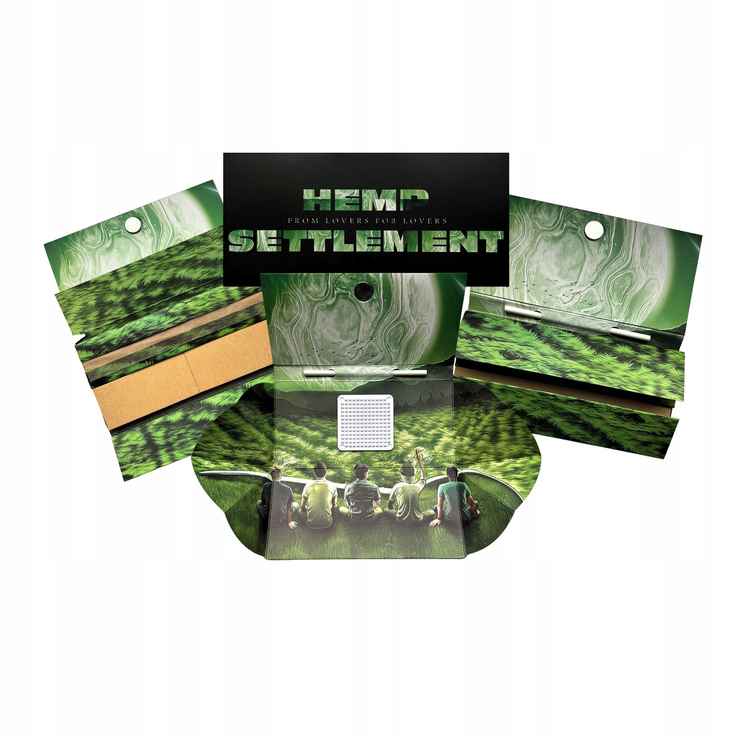Bibułki Premium Hemp Settlement + Tips + Tacka + Młynek + Ubijak