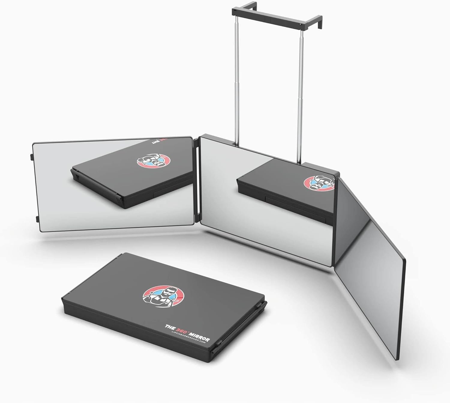 Kadeřnické Zrcadlo 360° Zrcadlo 3 Směry Teleskopické černé skládací