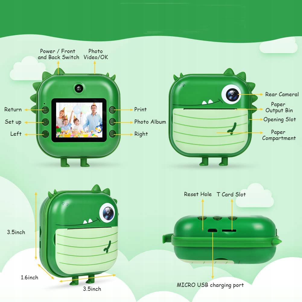 APARAT NATYCHMIASTOWY POLAROID DLA DZIECI DRUKARKA Model 988