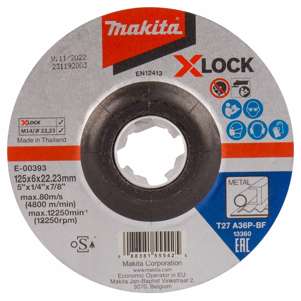 tarcza metal 125x6.0mm X-lock Makita E-00393