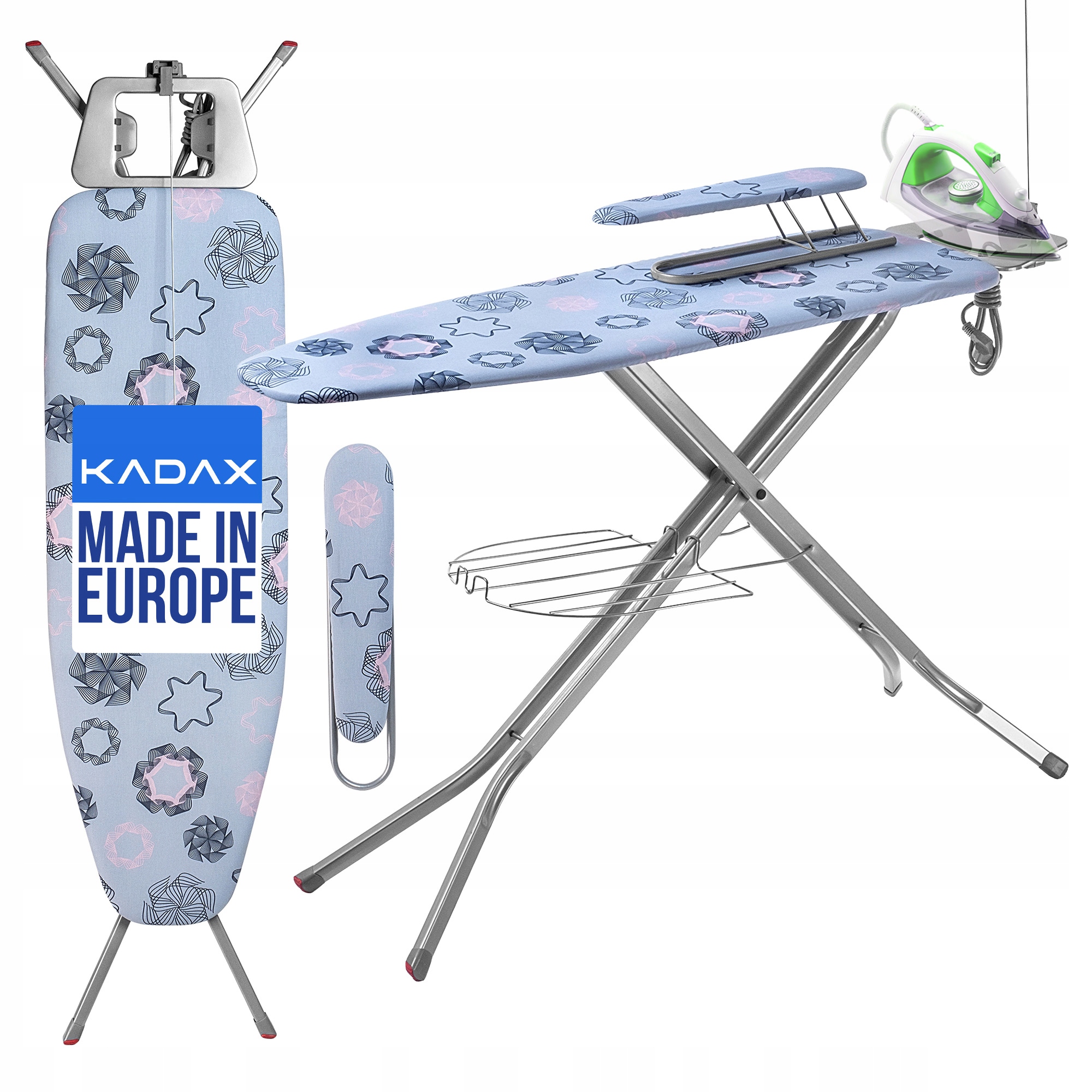 Žehlicí Prkno 120x38 cm Široká Deska Se Zásuvkou Návlek Na Rukáv Full Kadax