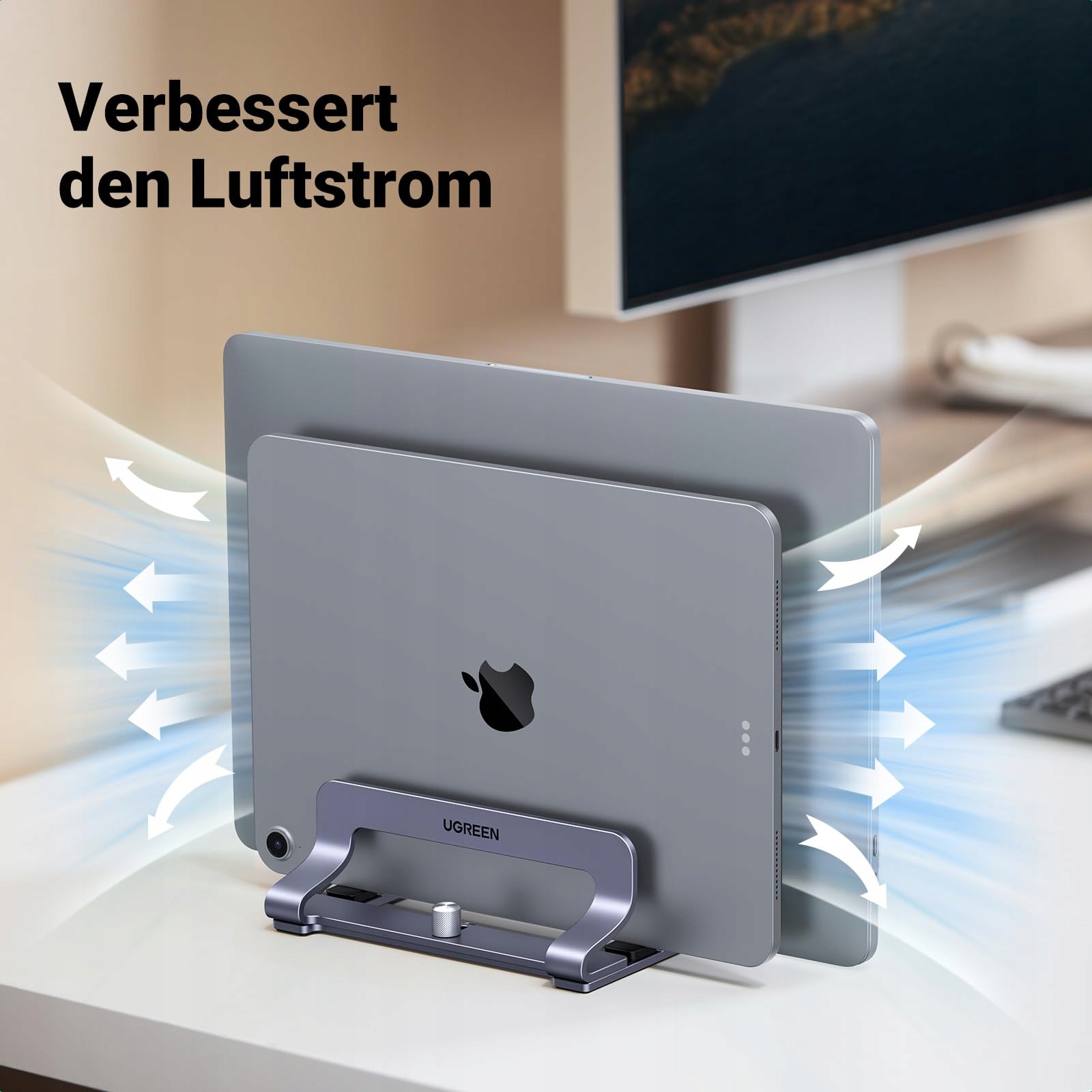 UGREEN Aluminiowy Stojak Na Laptopa 3 Sloty MacBook iPad Huawei Dell HP — miniatura 6