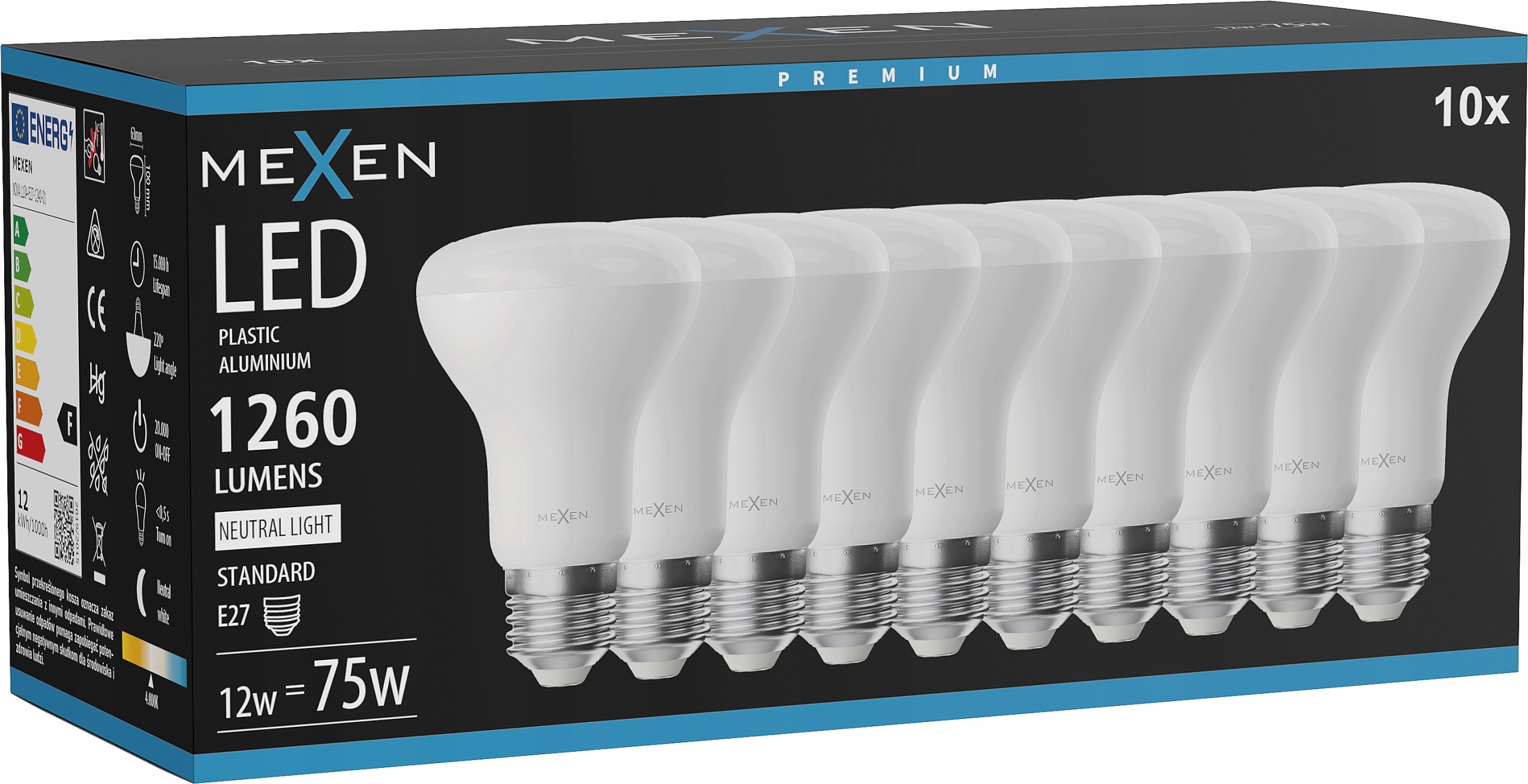 Mexen Nova 10X Led Žárovka E27 R63 12W Neutrální Bílá 4000K 1260 LM