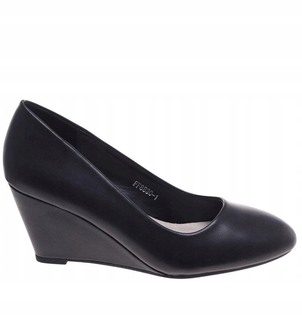 Czarne czółenka damskie na wysokim obcasie Buty na wesele 19116 37