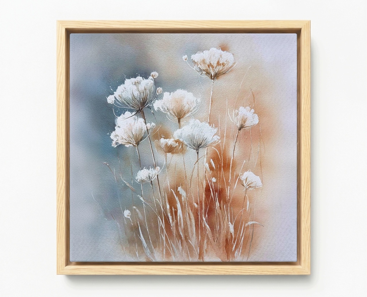 Obraz Rám Americký Box Akvarel Příroda Zahrada Pole Louka Scandi Boho 50x50