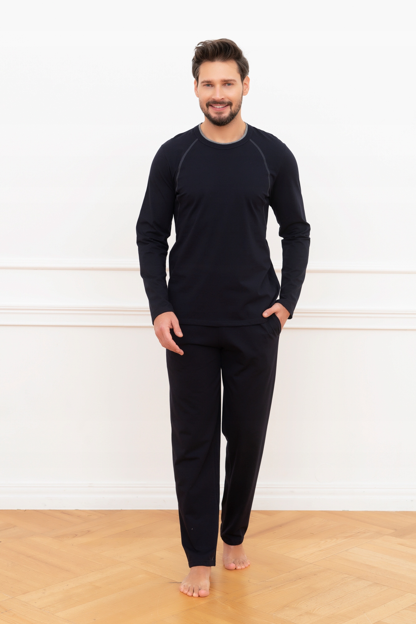 Pánské pyžamo Niko s dlouhým rukávem, dlouhé kalhoty, velikost L Italian Fashion