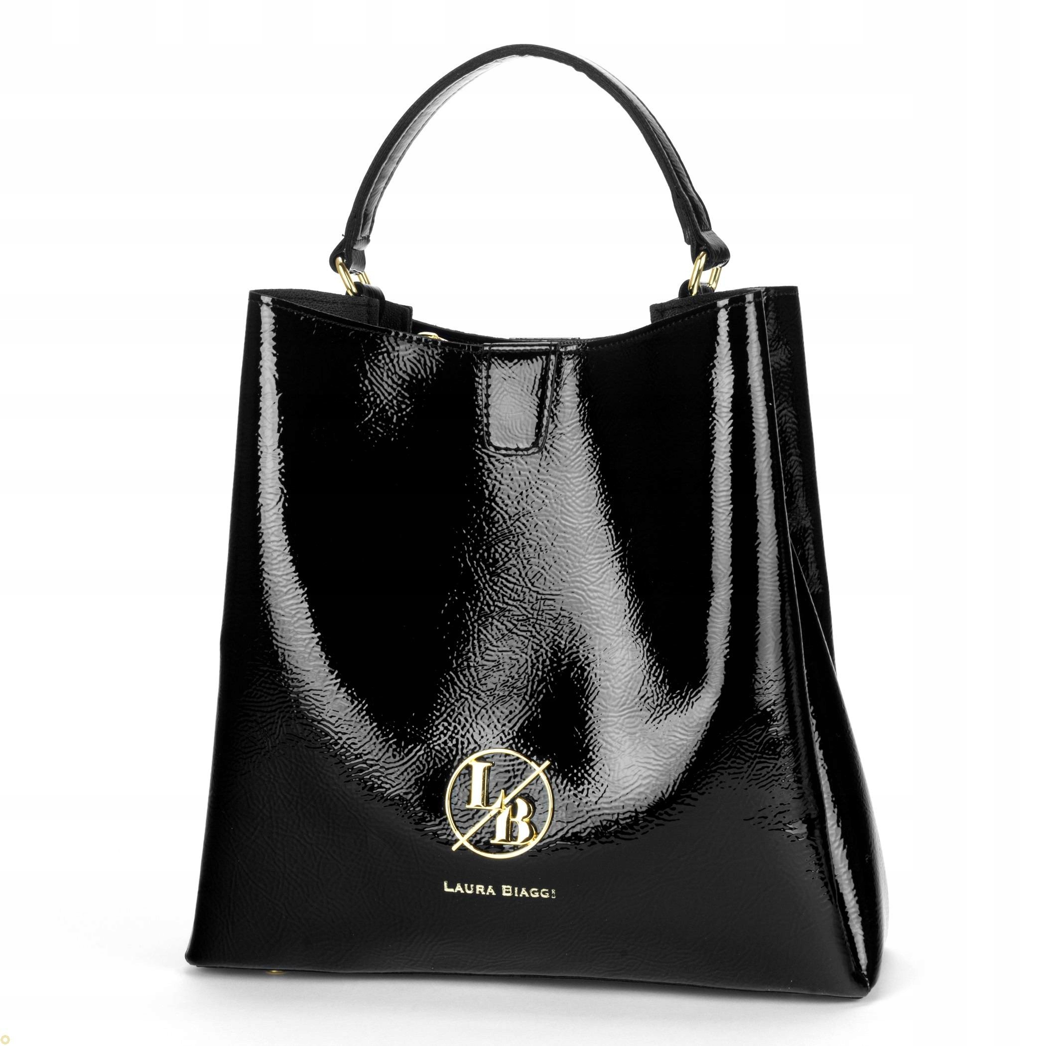 Dámská shopper kabelka Laura Biaggi elegantní černá kůže přes rameno