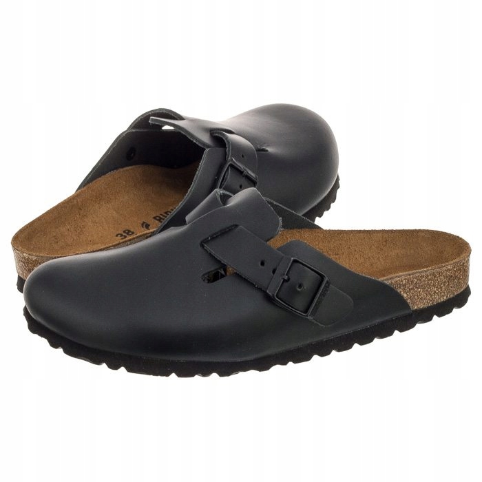 Kožené boty Chodaki Nazouváky Birkenstock Boston 60193 Černé
