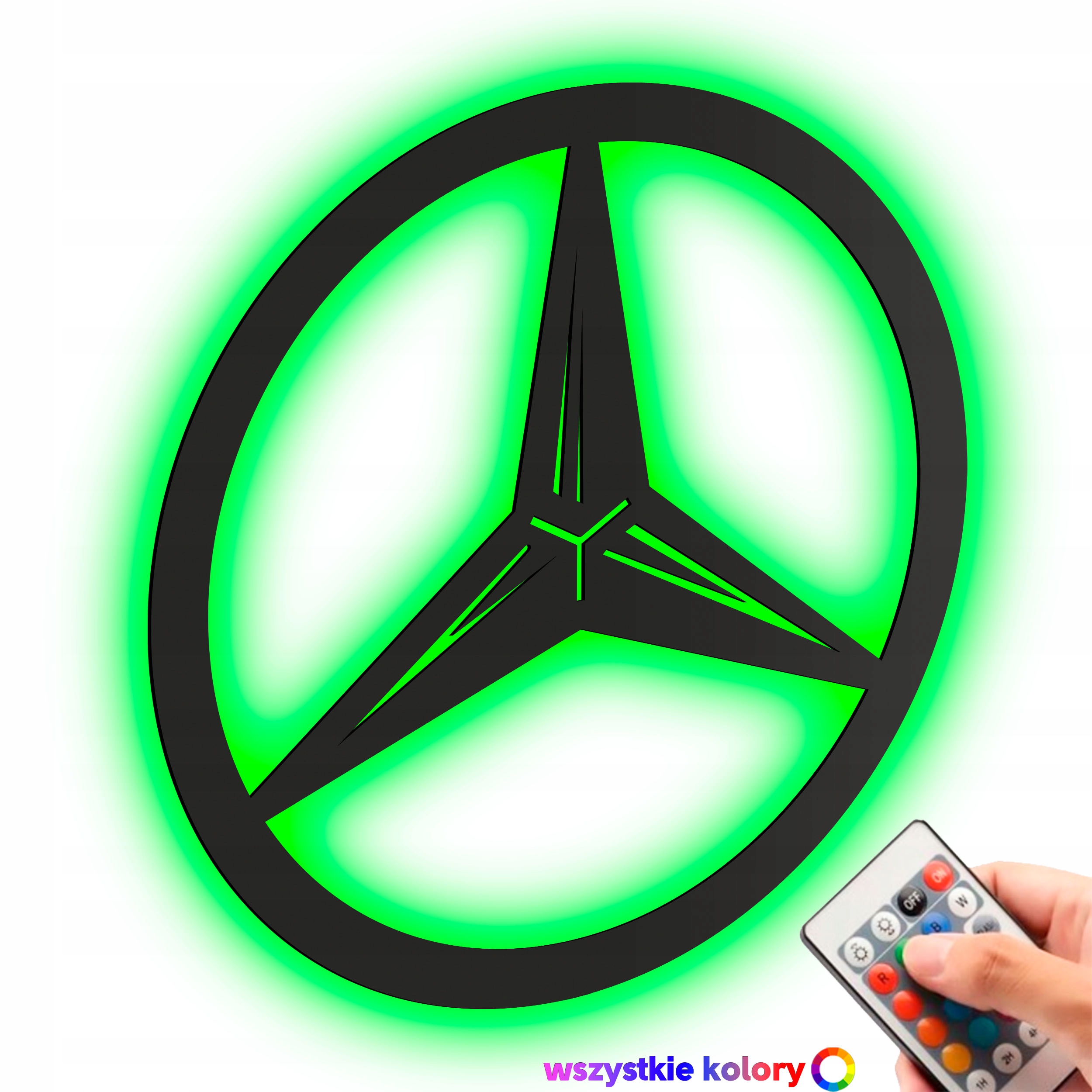 Dřevěný 3D obraz Logo Mercedes Benz Nástěnná Dekorace Noční Lampa Led XL