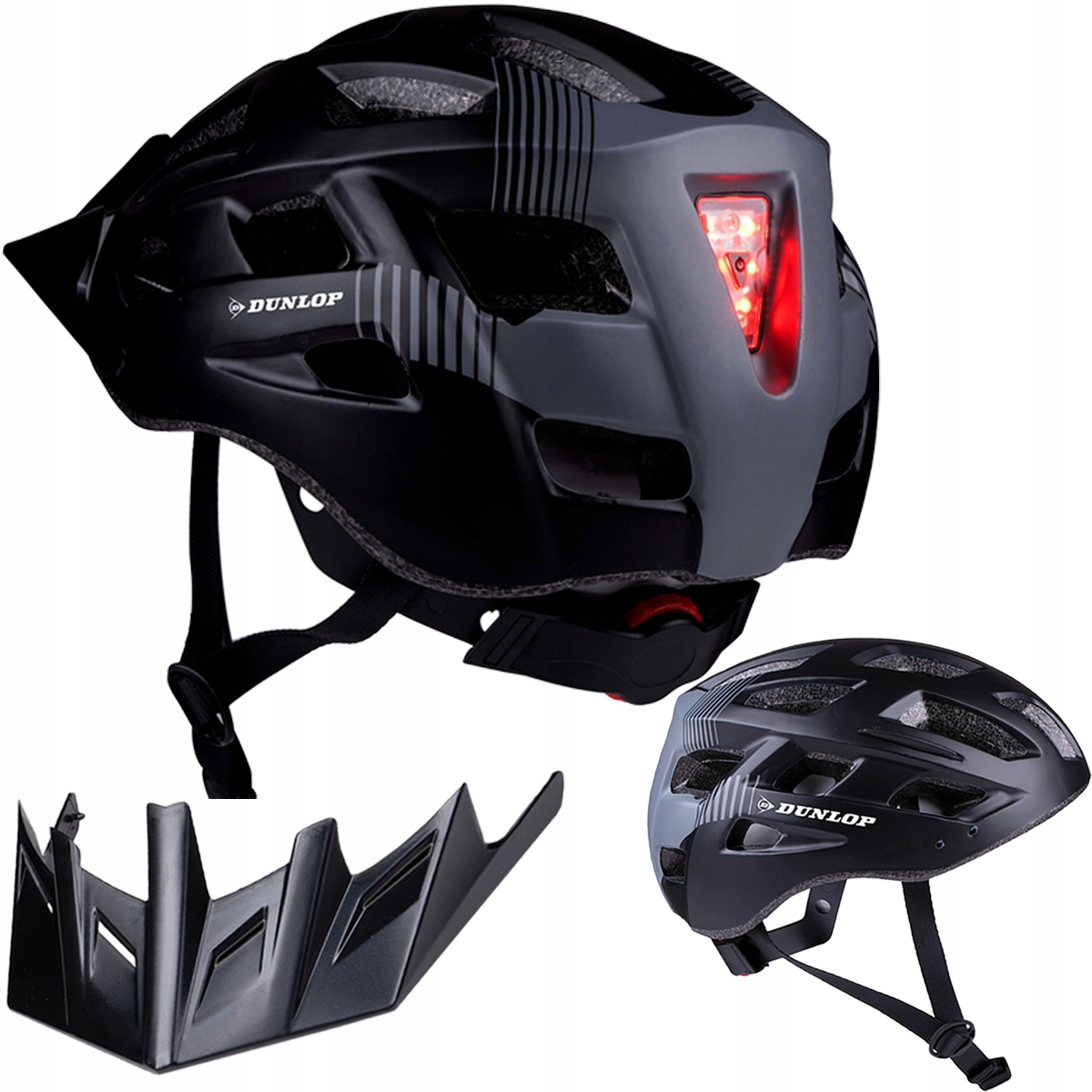 Kask rowerowy regulowany LED z tyłu Dunlop