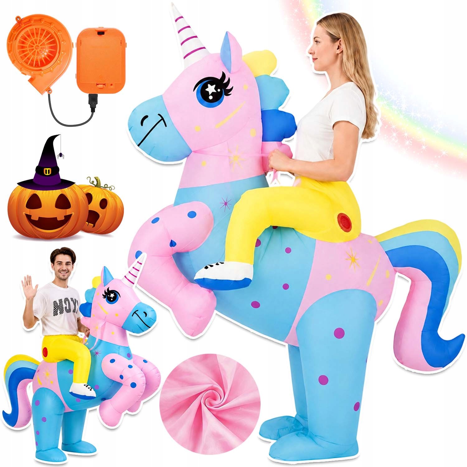 Nafukovací Převlek Kostým Jednorožec Kostým Unicorn Karneval 170-190 CM