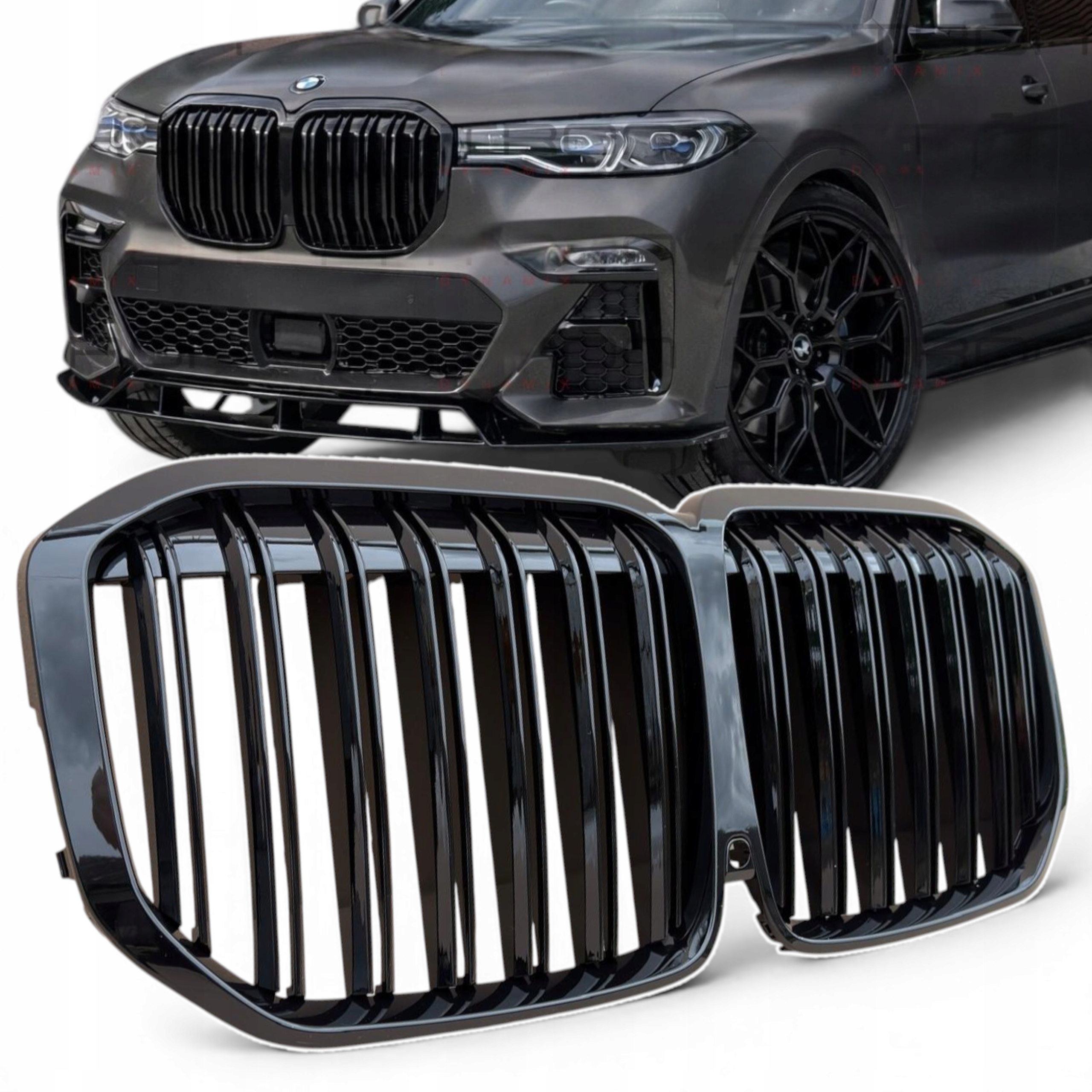 Gril Bmw X7 G07 2019-2022 Černý Lesk Ledviny Atrapa Nárazníku Komplet