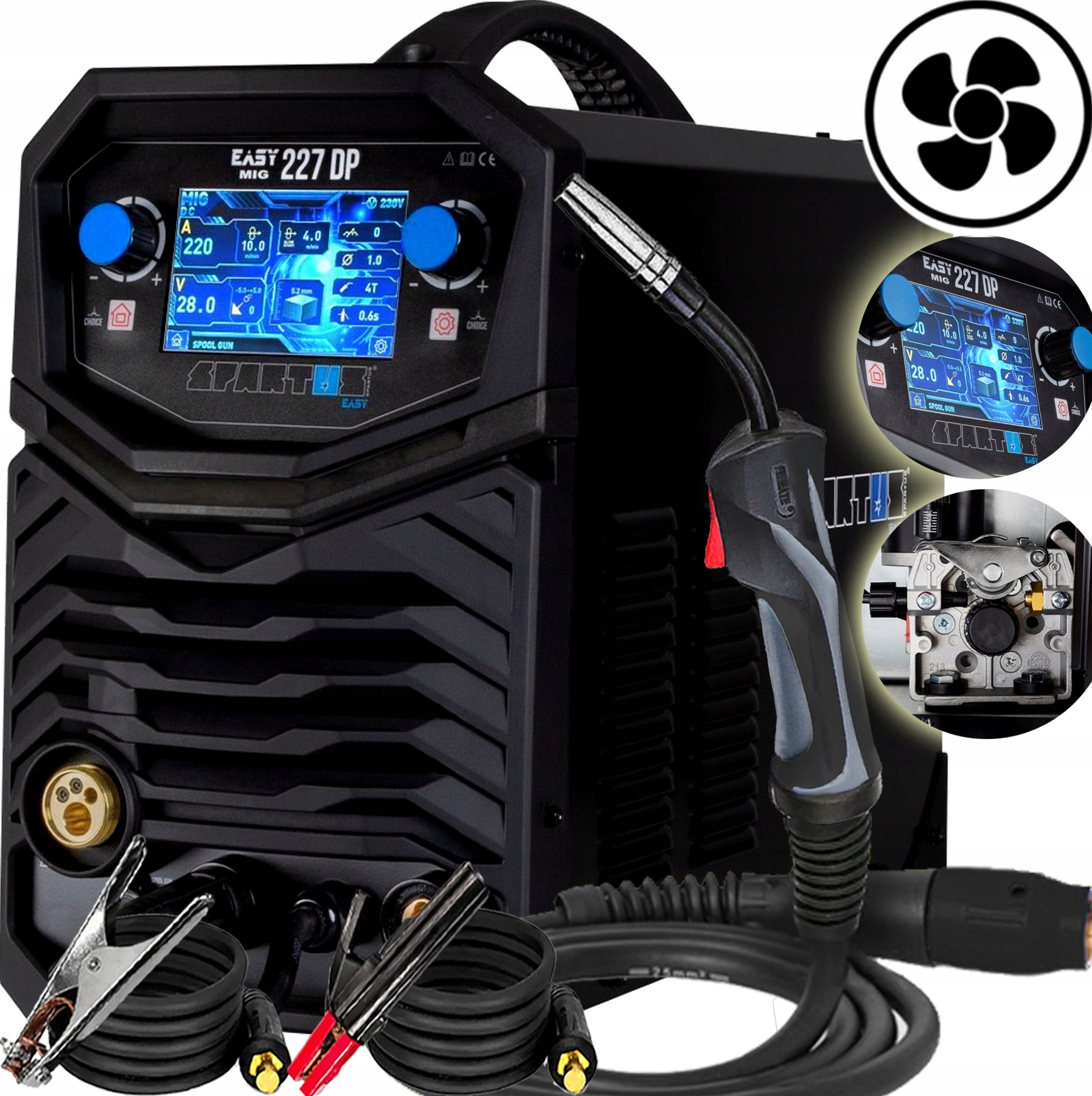 Invertorová svářečka migomat poloautomatická Spartus EasyMIG 227DP synergie Mma