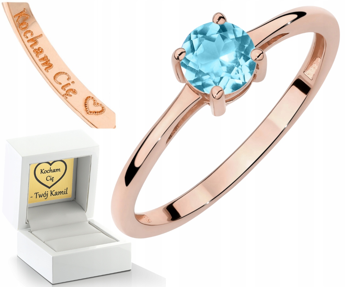 Růžové Zlato Prstýnek S Topazem Zlato 585 Dárek