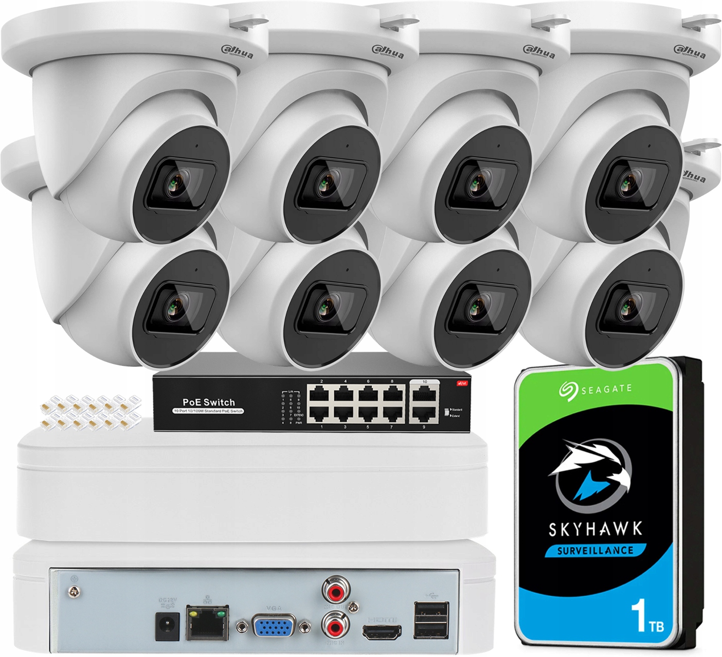 Sada na monitorovanie Dahua 8x Kamera IPC-HDW2441TM-S-0280B 4MPx Starlight