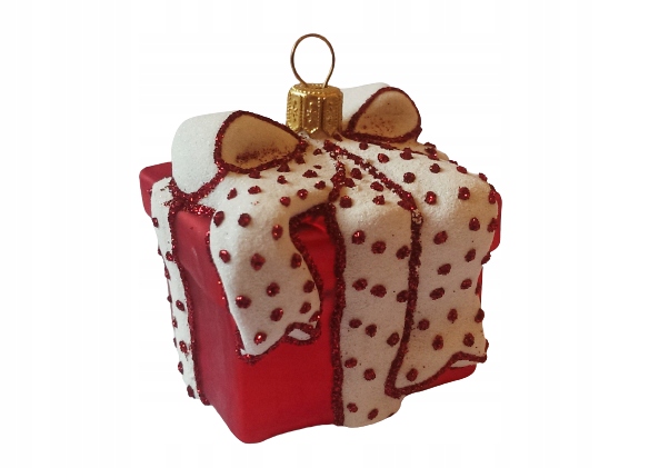 

Bombki Choinkowe Szklane Paczka z kokardą 5x7cm
