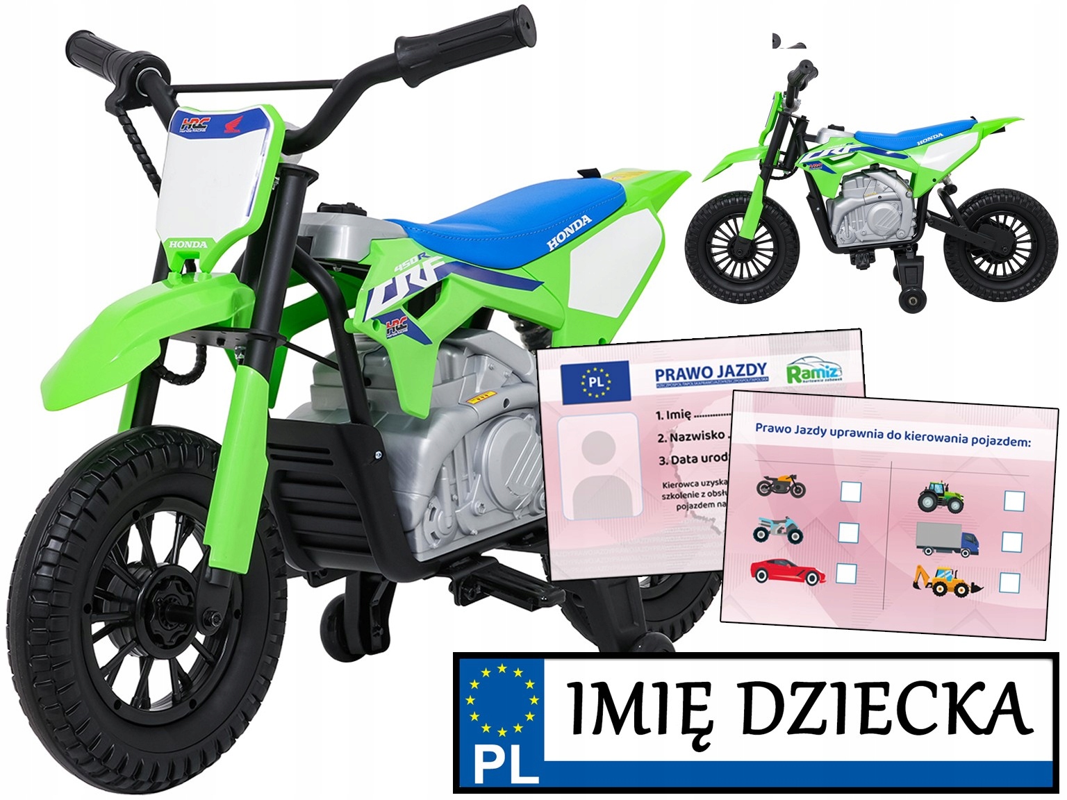 elektryczny Motor na akumulator Honda CFR450R z piankowymi kołami manetka