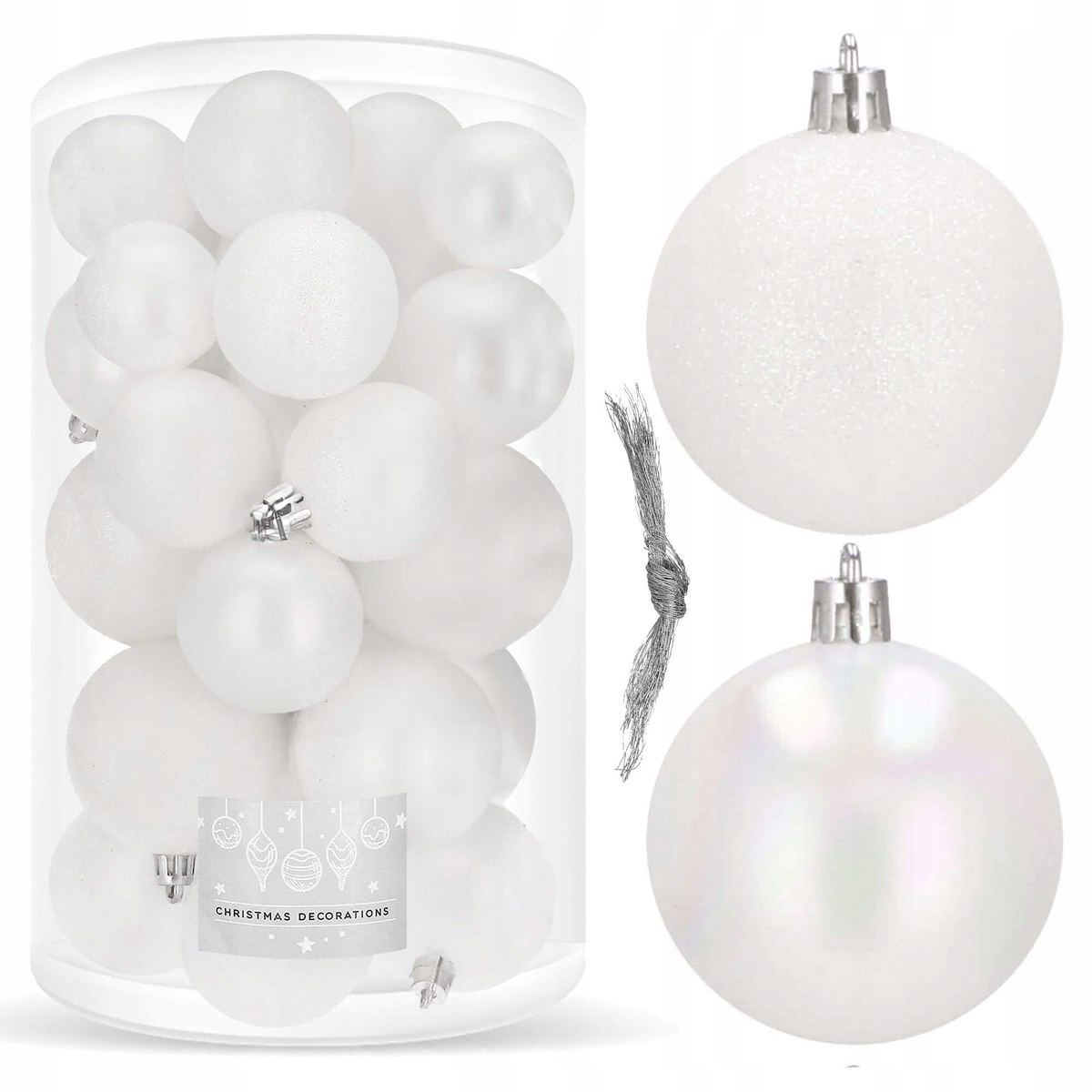 BOMBKI CHOINKOWE NA CHOINKĘ 30 szt ZESTAW 6/5/4 cm NIETŁUKĄCE PREMIUM