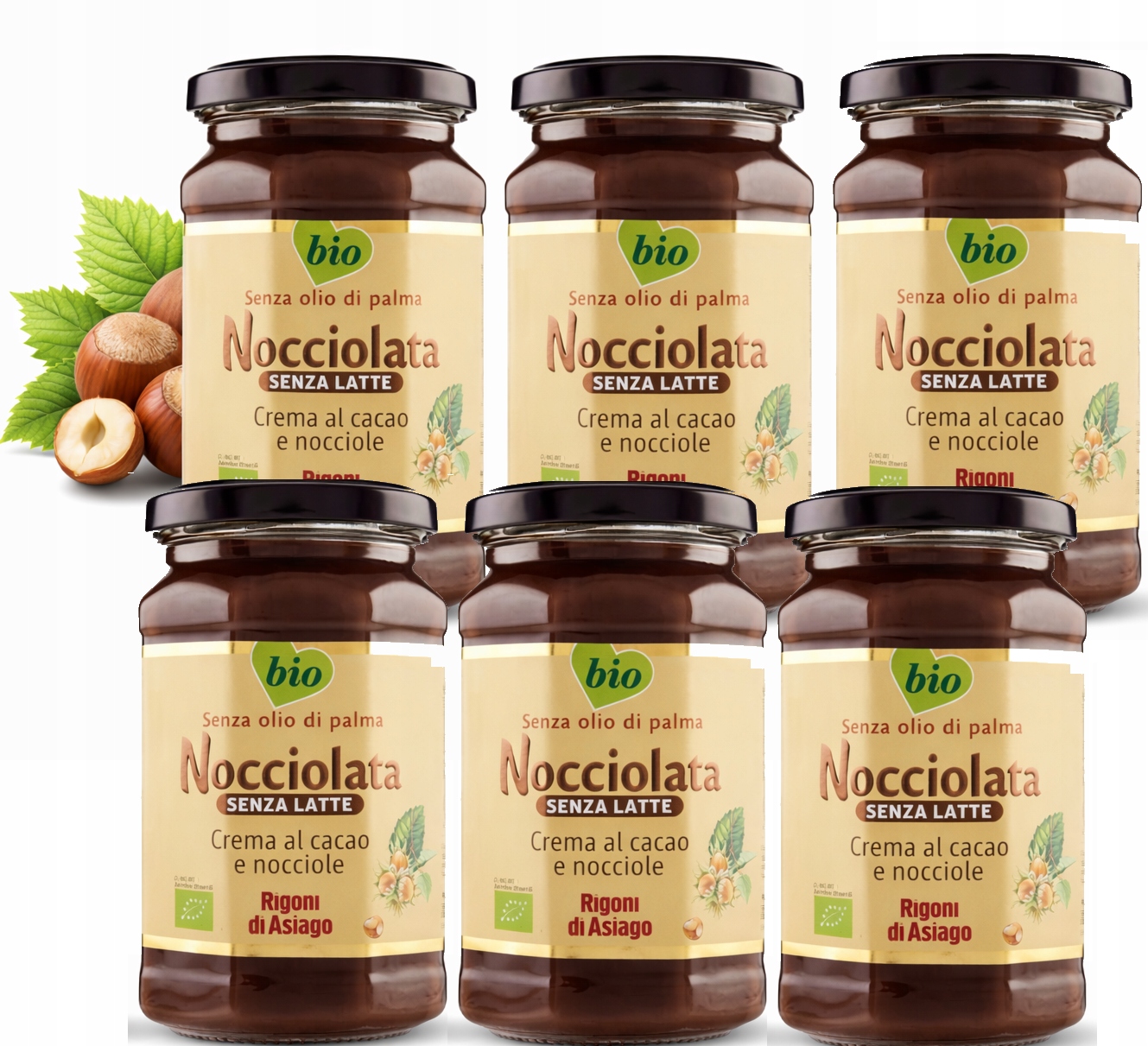 6x Krém z lískových oříšků Nocciolata Bio bez laktózy bez palmového oleje