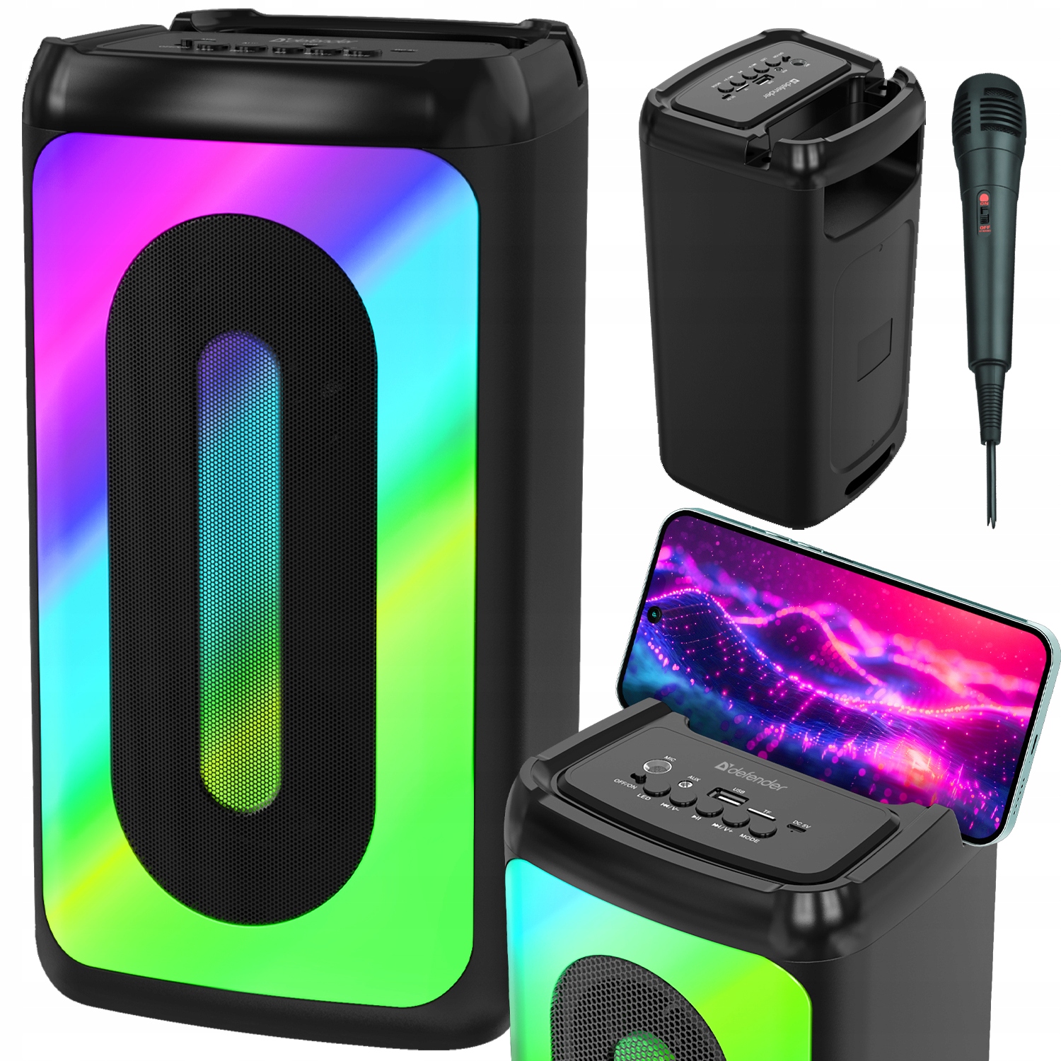 Duży Głośnik Bezprzewodowy Boombox Mobilny System Nagłośnieniowy Karaoke