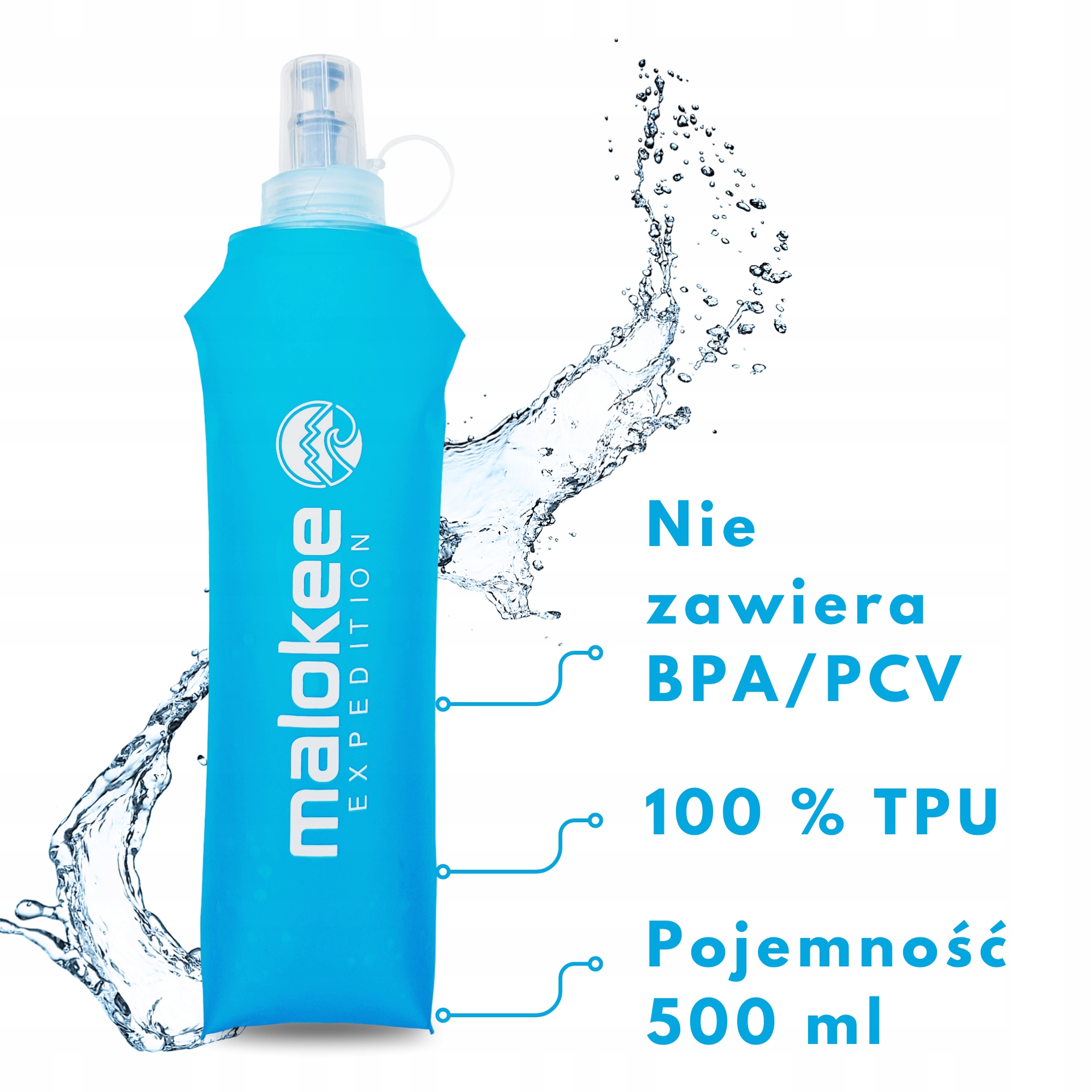 Soft flask miękki bidon elastyczna butelka na wodę 500 ml składana Marka Malokee