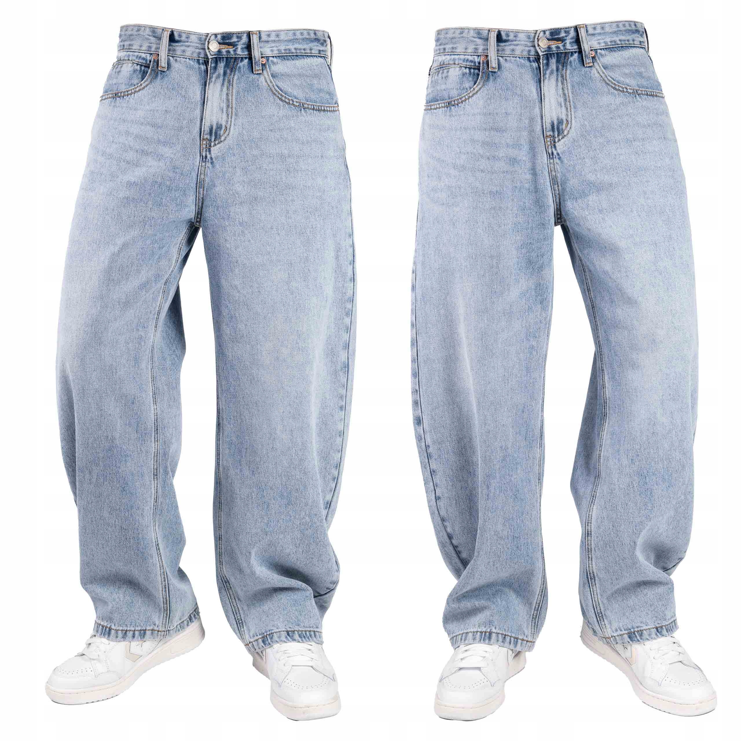 Pánské volné džíny Baggy, světle modré, široké streetwearové kalhoty, velikost vel.