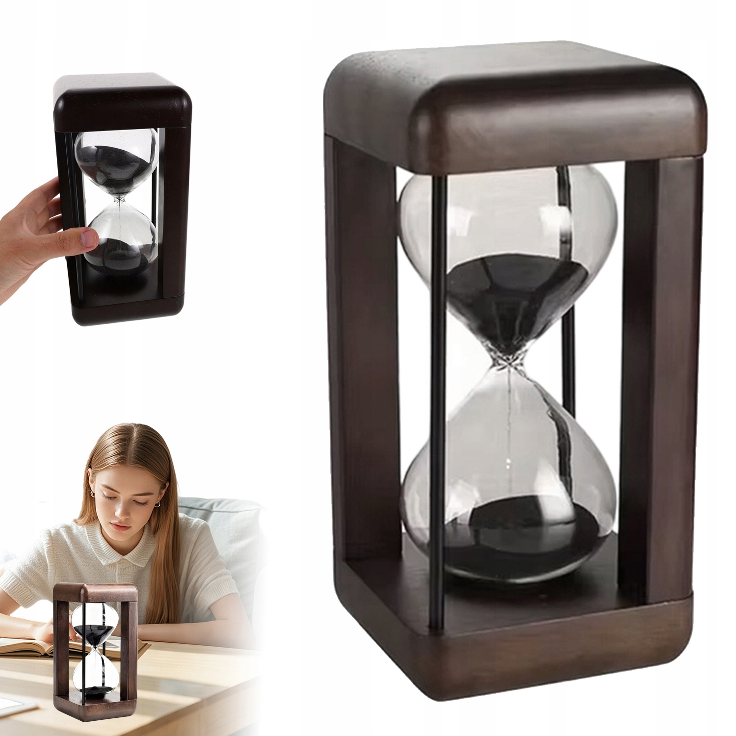 Přesýpací Hodiny Dřevěné 60 Minut Dekorace Do Obývacího Pokoje Nebo Psacího Stolu