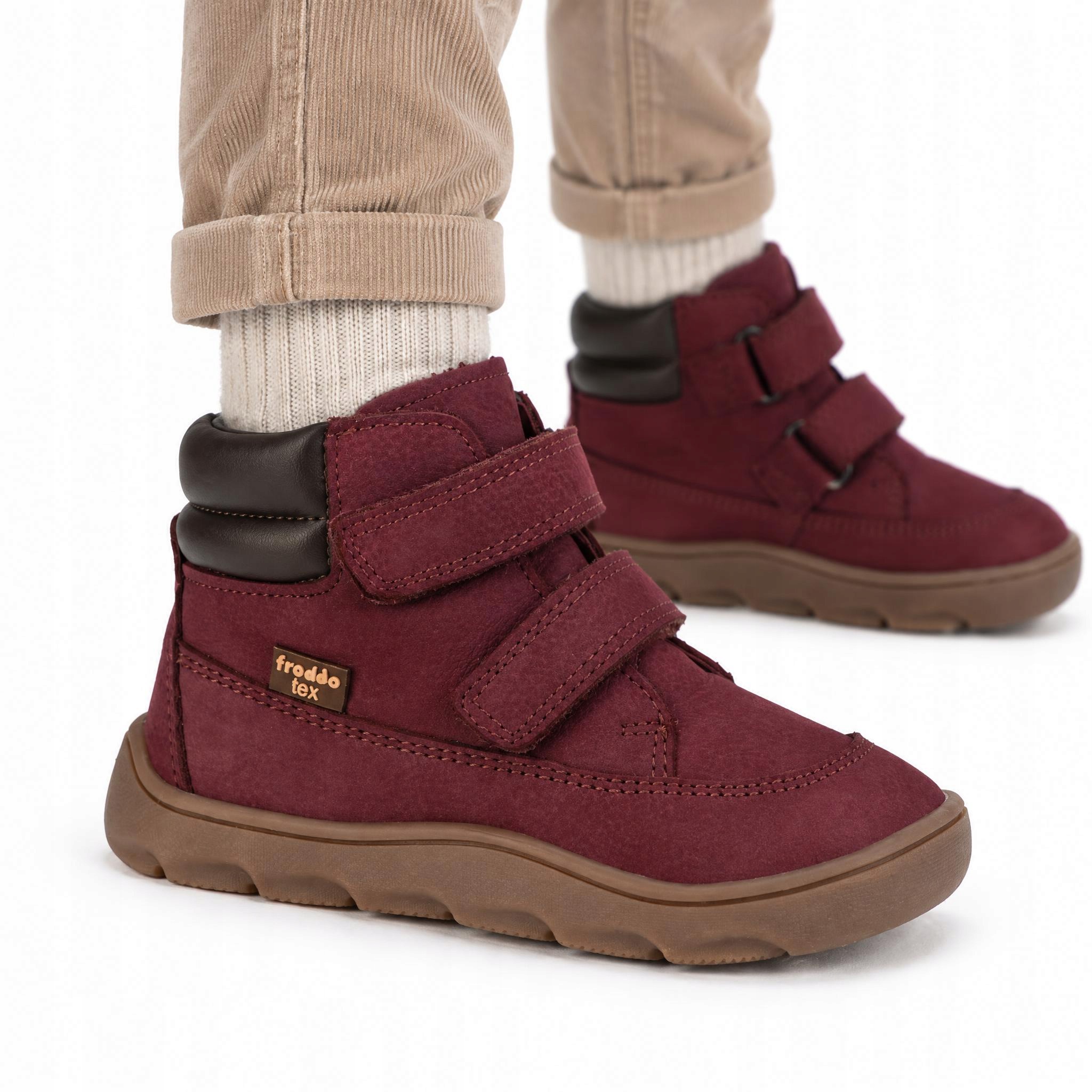 Buty dziecięce zimowe Froddo Zeru Tex Barefoot G2110150-9 Bordeaux Wysokie