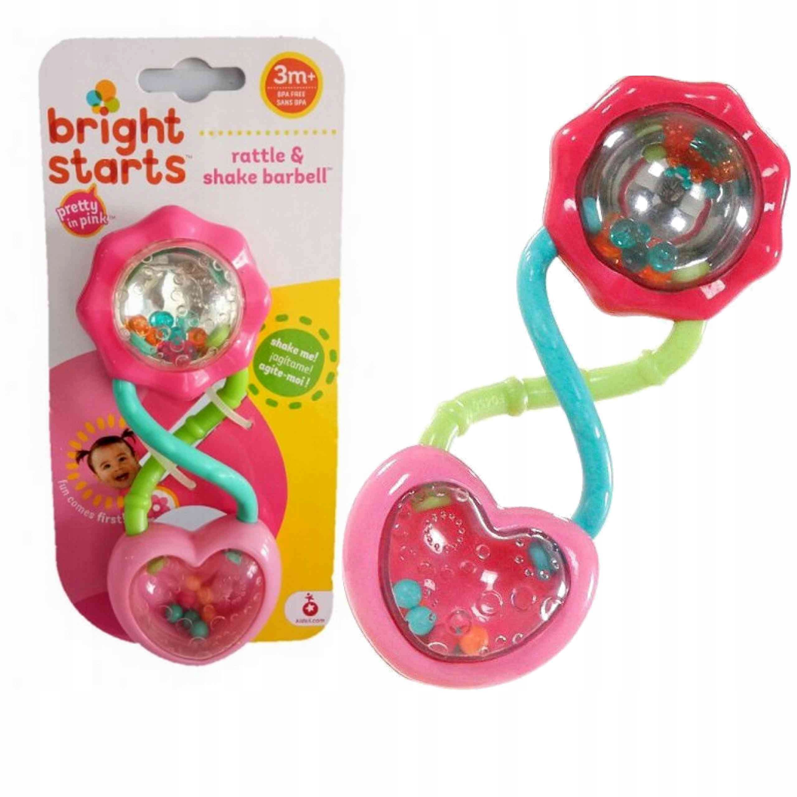 

Podwójna Grzechotka Lusterko Koraliki 3m+ Różowa