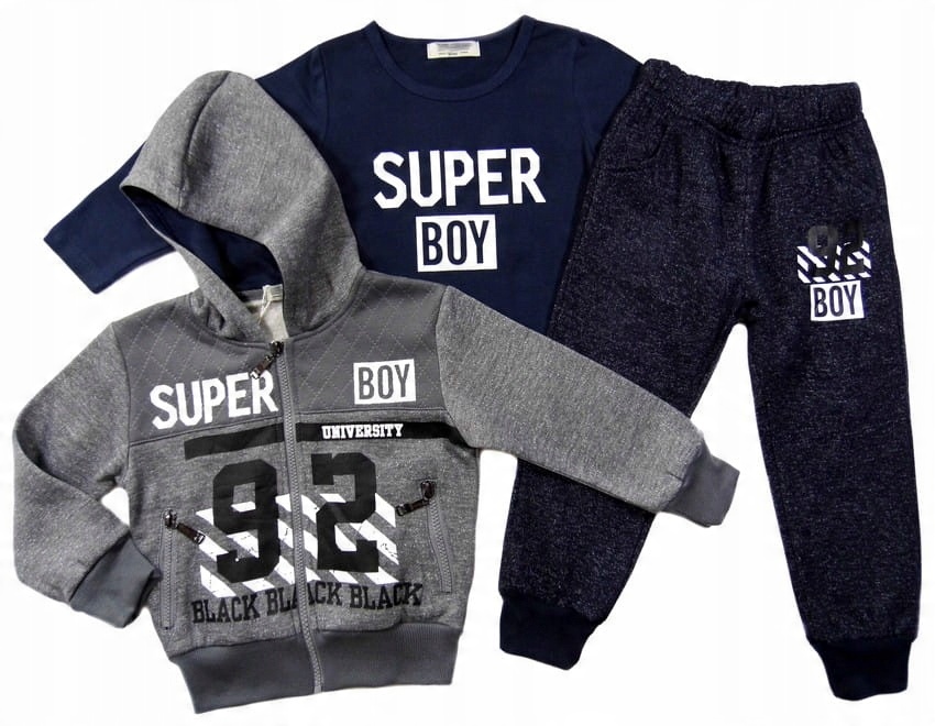 

Ciepły Dres 3 części chłopak 136 Boy 98/104 szary