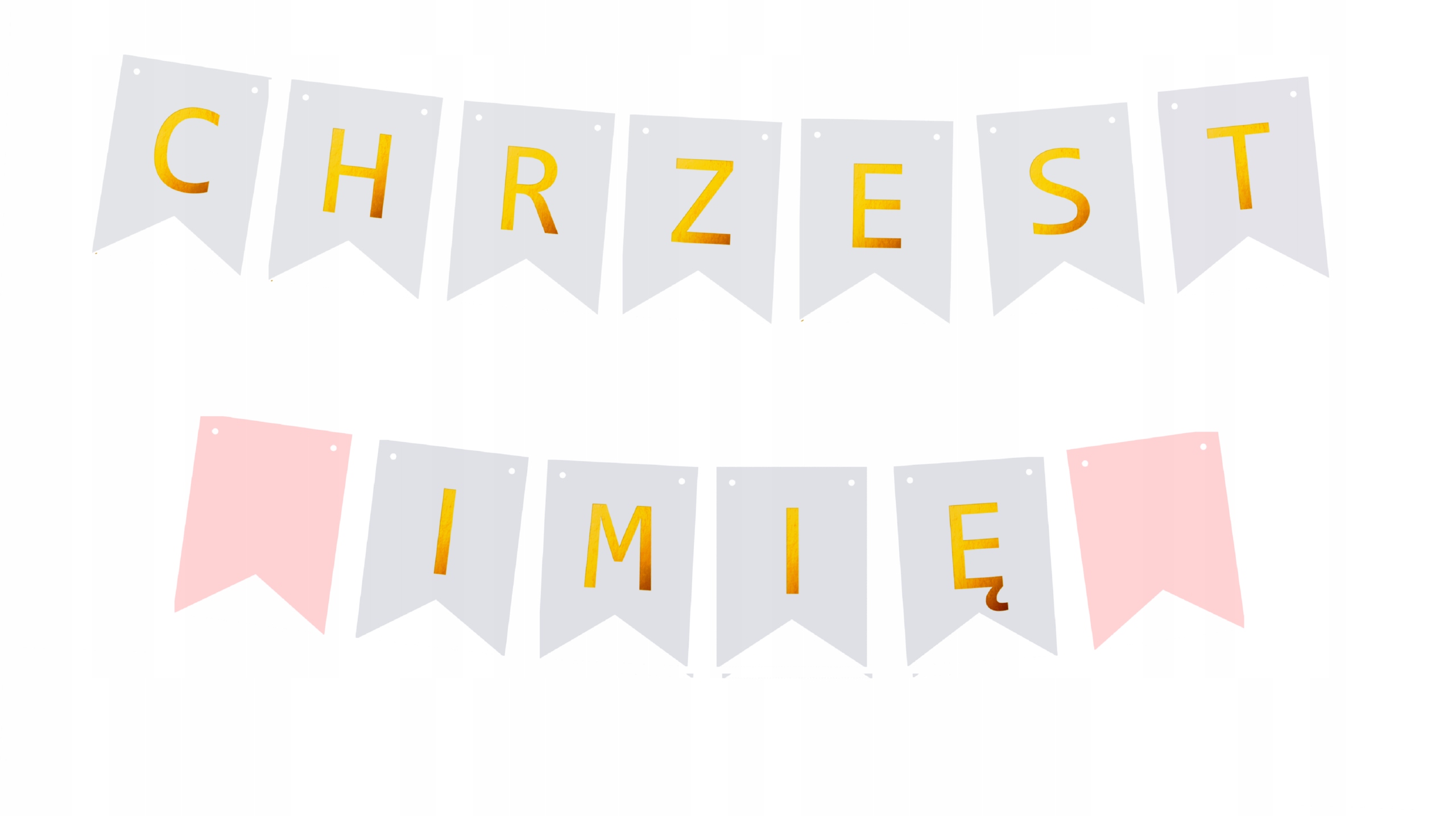 Girlanda napis CHRZEST + IMIĘ DZIECKA baner różowy