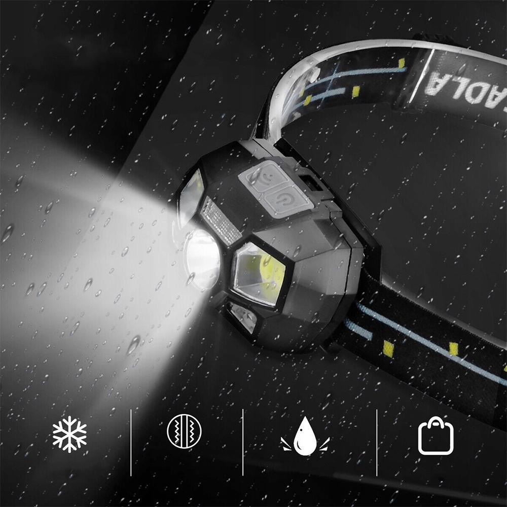 LATARKA LED CZOŁOWA CZOŁÓWKA WODOODPORNA NA GŁOWĘ AKUMULATOROWA + KABEL USB Model latarka