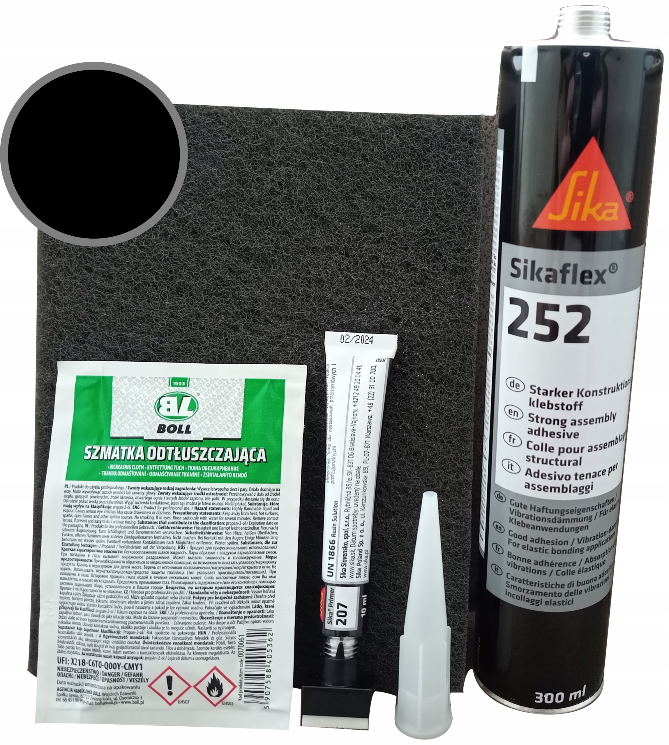 Zestaw Do Klejenia Paneli Słonecznych Fotowoltaicznych Sikaflex 252 Czarny