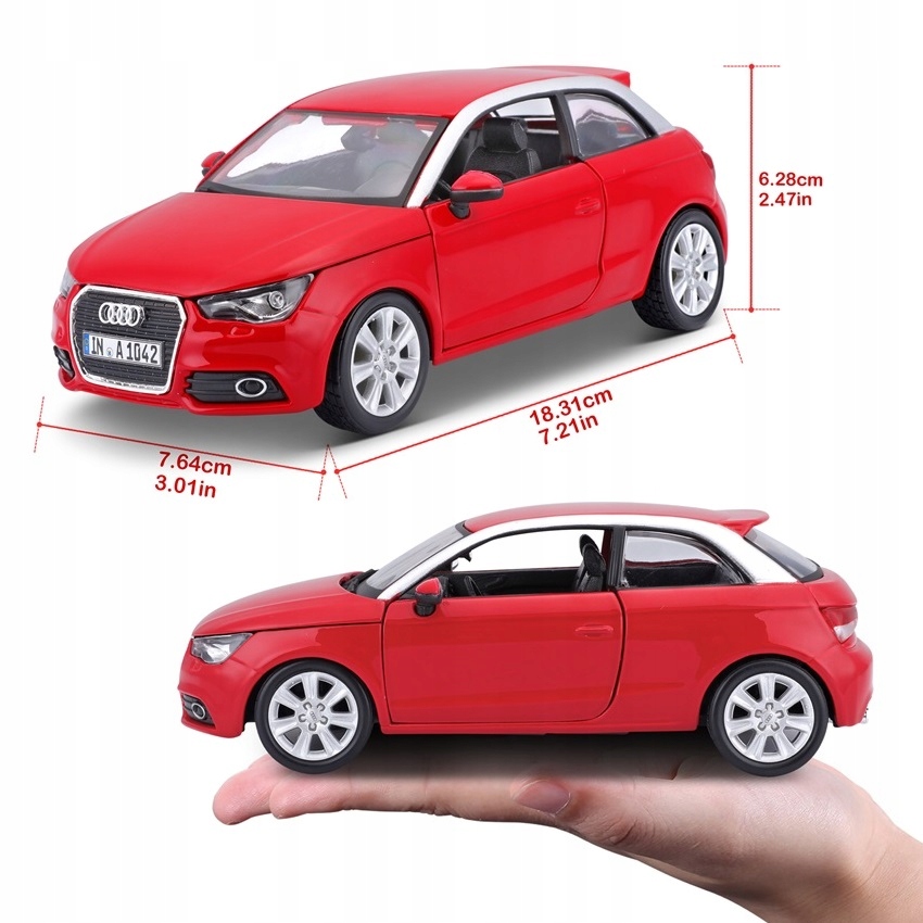 Audi A1 1:24 model Bburago 18-22127 czerwony Płeć chłopcy dziewczynki
