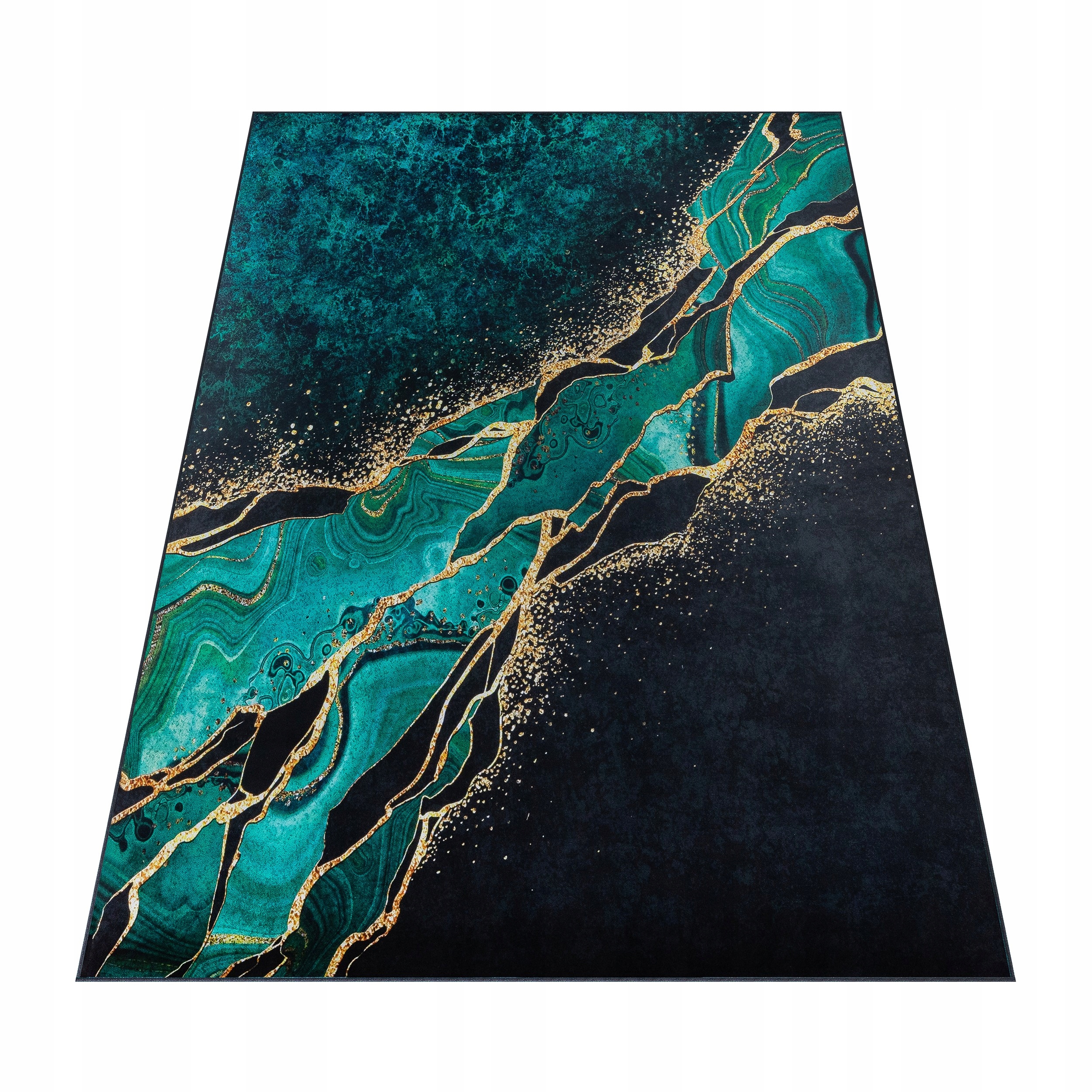 Koberec 220X160 CM Zelený Zlatý Loft Glamour Protiskluzový, Módní Do Pokoje