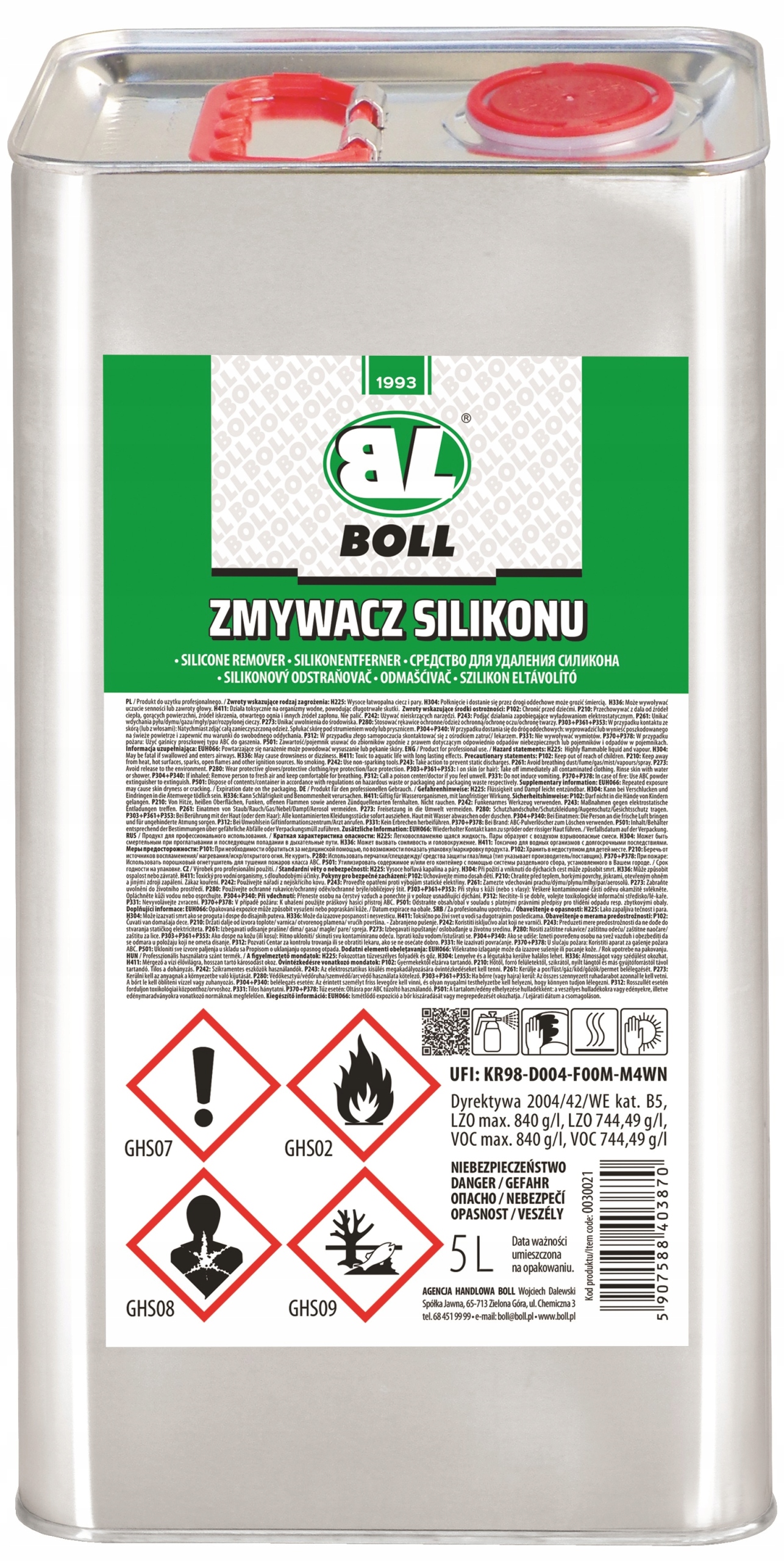 BOLL Zmywacz Silikonu 5 Litr - odtłuszczacz
