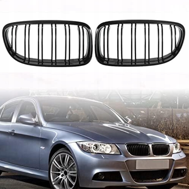 Bmw E90 E91 LCI Polift 2008-2013 Ledvinový gril atrapa Černý lesk Ala M3