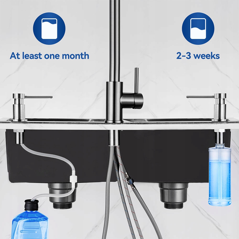 DOZOWNIK DO MYDŁA PŁYNU DO ZLEW ZLEWOZMYWAK 300ML z Silikonowym Wężem 1,25M Linia DOZOWNIK DO ZLEWOZMYWAK