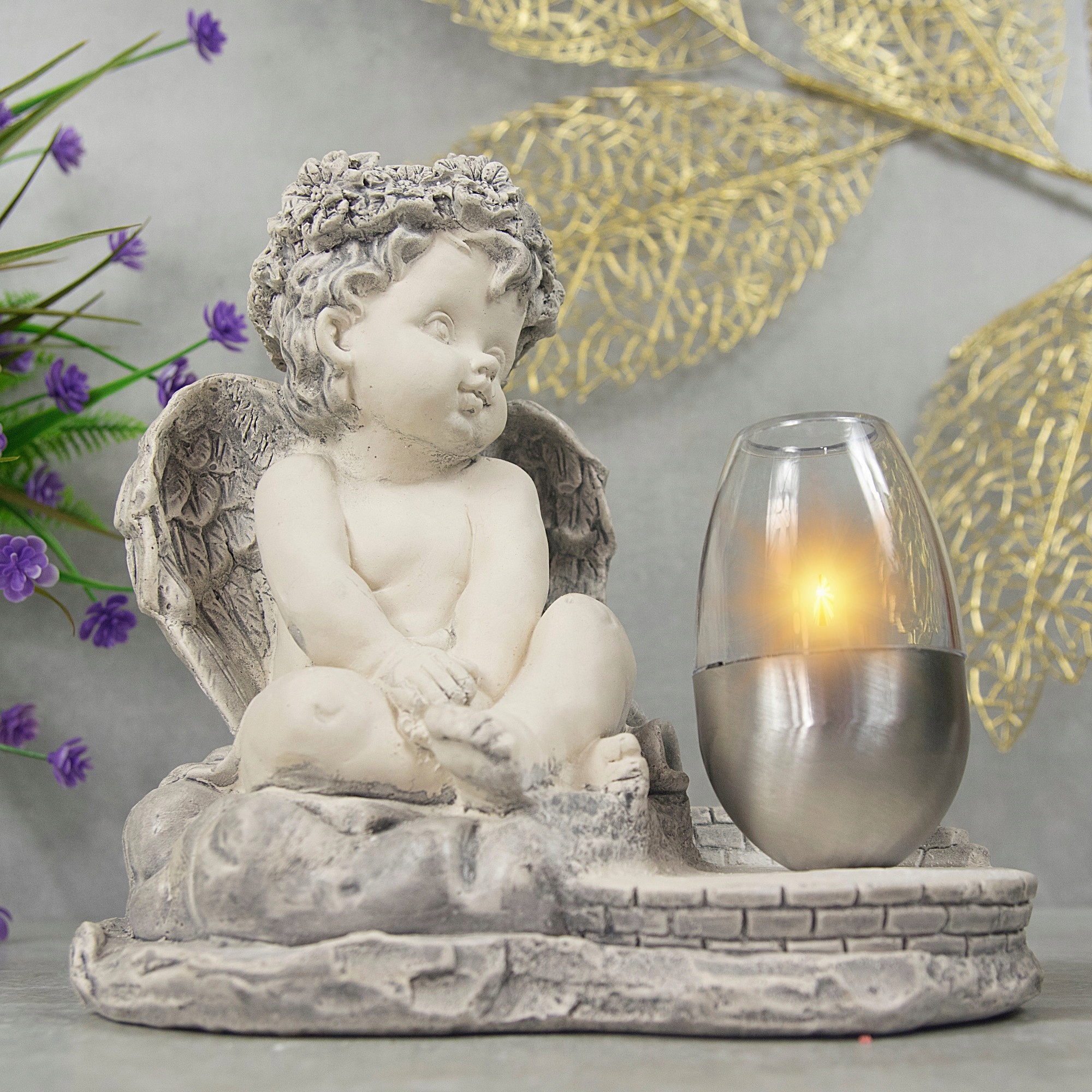 ZNICZ GIPSOWA FIGURKA NAGROBNA LAMPA SOLARNA LED Typ led