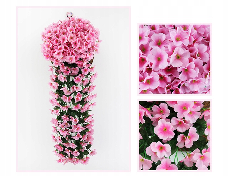 

Girlanda kwiatowa zwis pelargonia sztuczne kwiaty