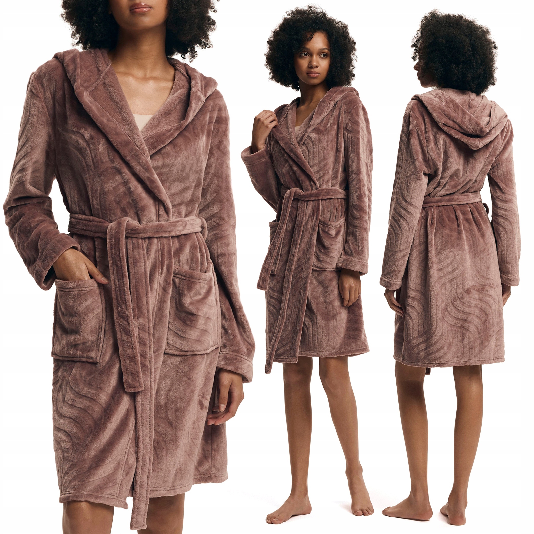 Měkký luxusní dámský župan s kapucí Plyšový Henderson XL/XXL