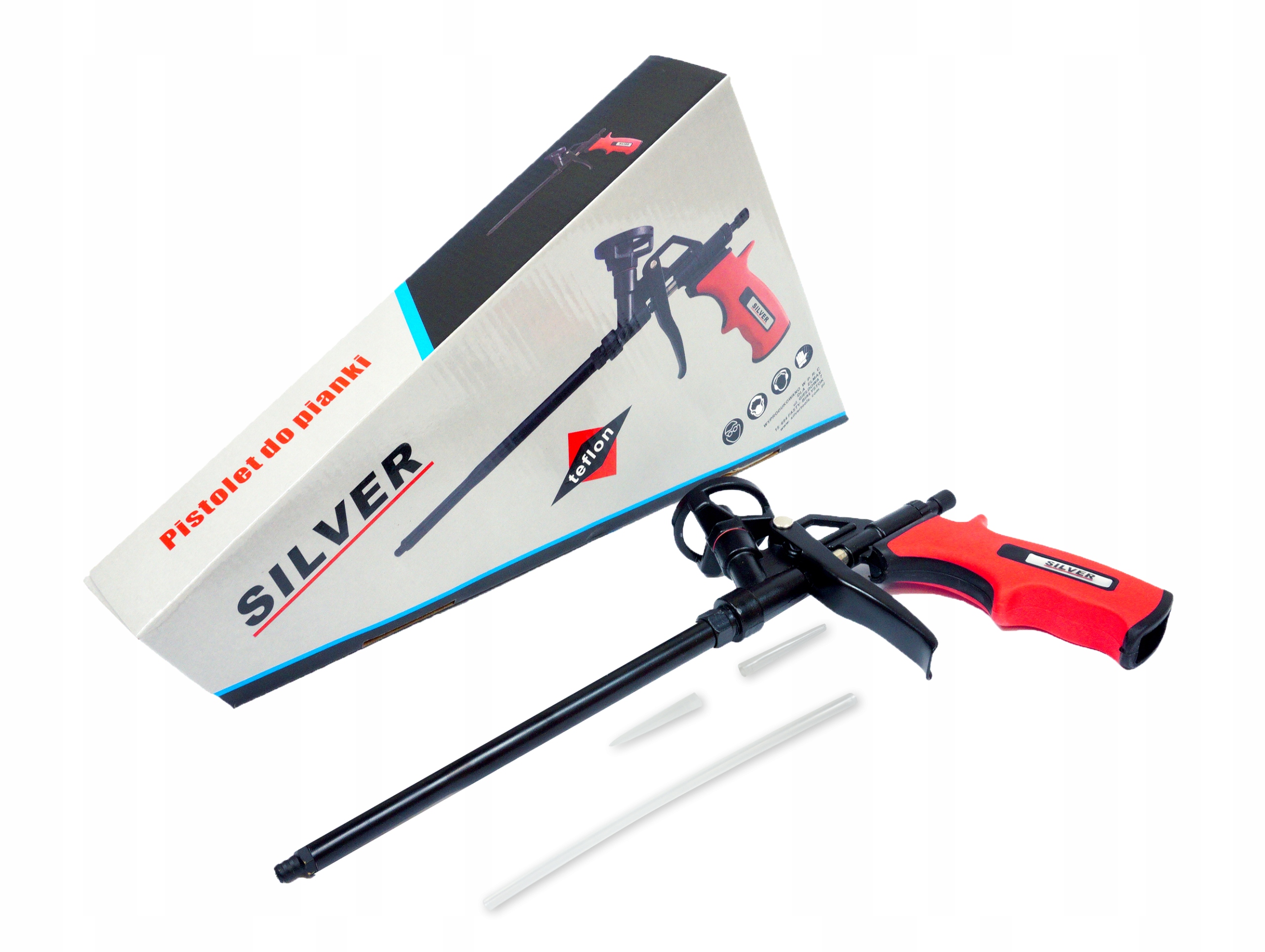 PISTOLET DO PIANKI PIANY MONTAŻOWEJ TEFLONOWY PROFESJONALNY SILVER