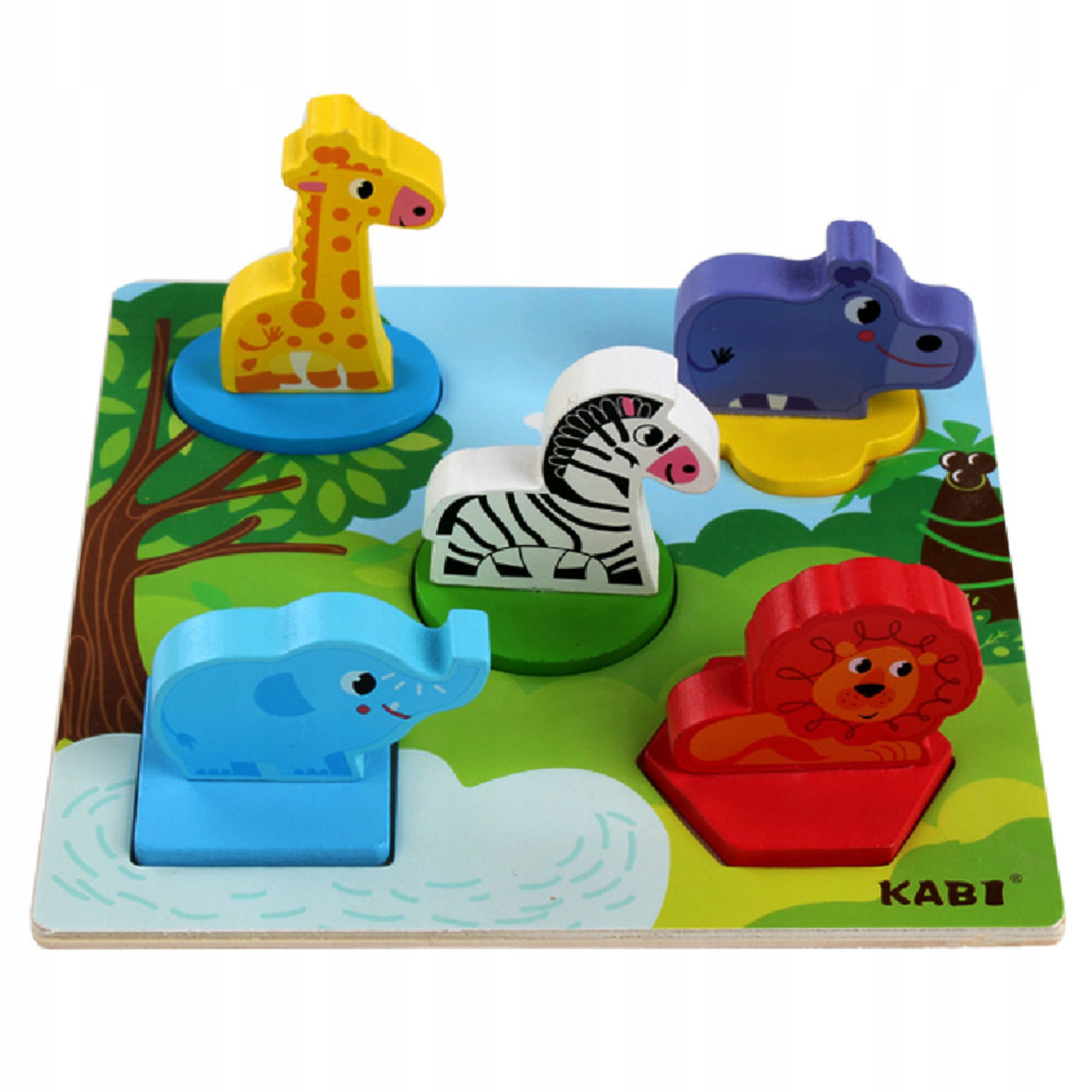 Edukacyjne drewniane puzzle safari klocki 0057 Marka Luxma