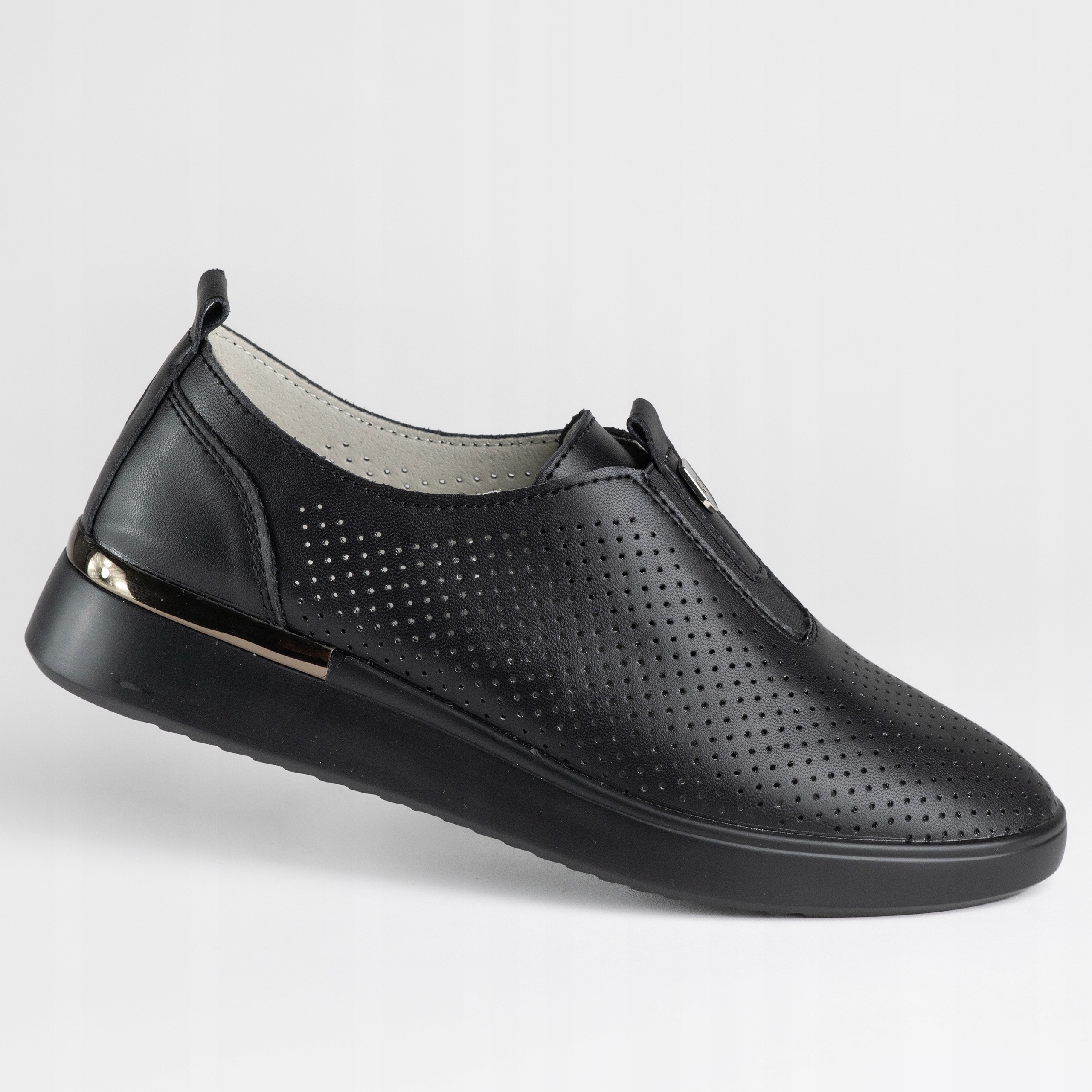 Dámské polobotky Santorio LSK-610 kůže ažurová černá lehké logo kůže 37