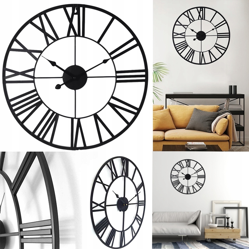 

Zegar Ścienny 60cm Metalowy Vintage Rzymski Loft