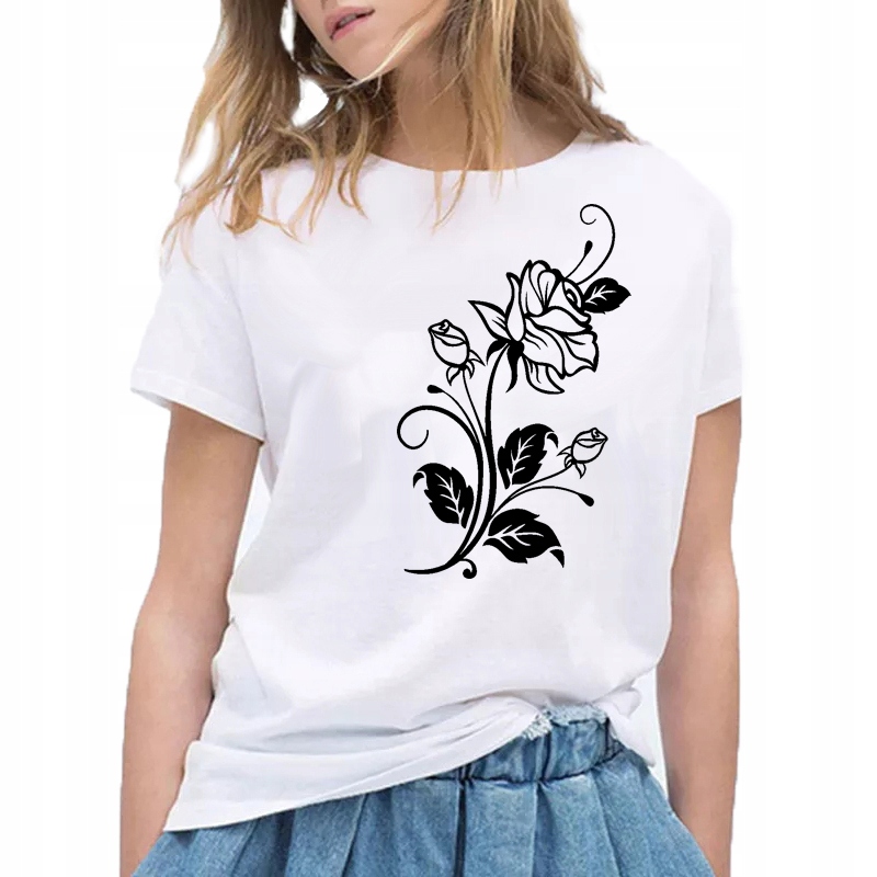 T-SHIRT KOSZULKA Z NADRUKIEM Róży L