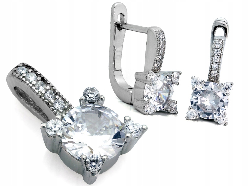 Stříbrné náušnice a přívěsek 925 elegantní komplet s kamínky dárek