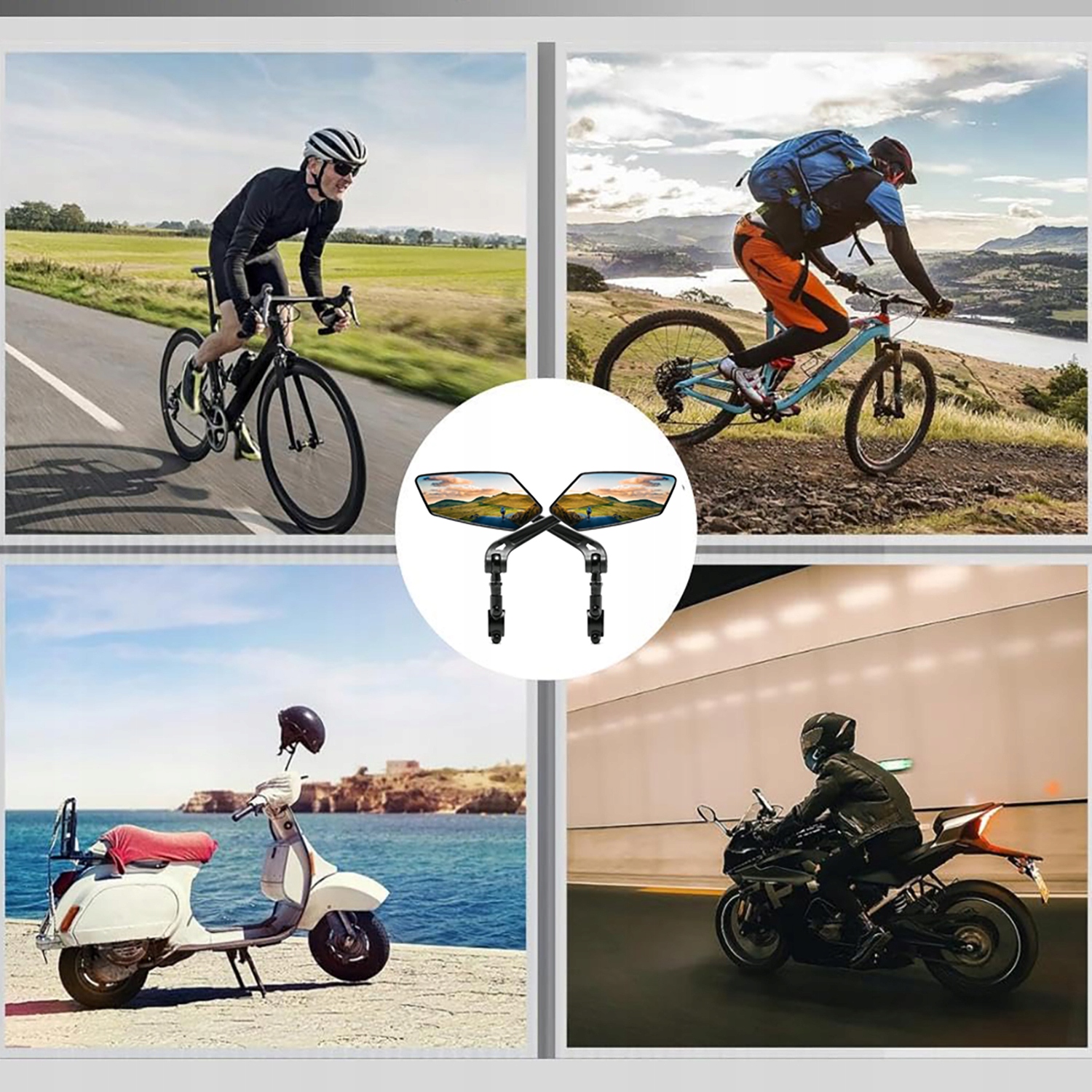 LUSTERKO ROWEROWE UNIWERSALNE LUSTERKO WSTECZNE DO ROWERU 360° Kolor dominujący czarny