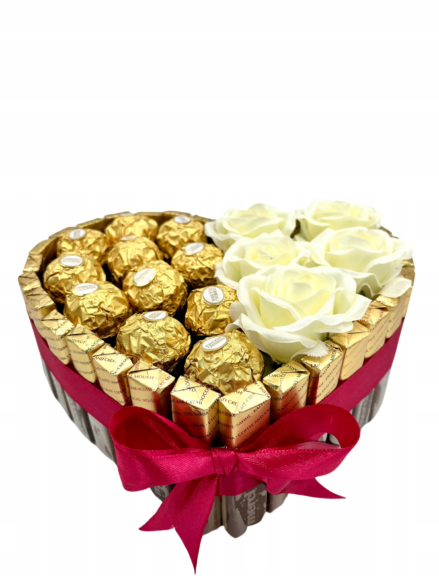 Levně Dort Merci Srdce Dárek ke Dni žen, sada Ferrero Rocher Růže