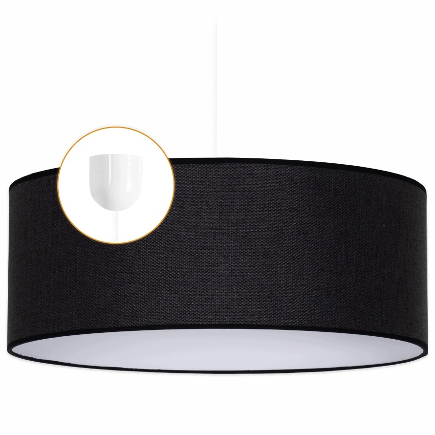 Závěsná Lampa Stropní Lustr Stínidlo Moderní Černý Len Led 50 cm E27